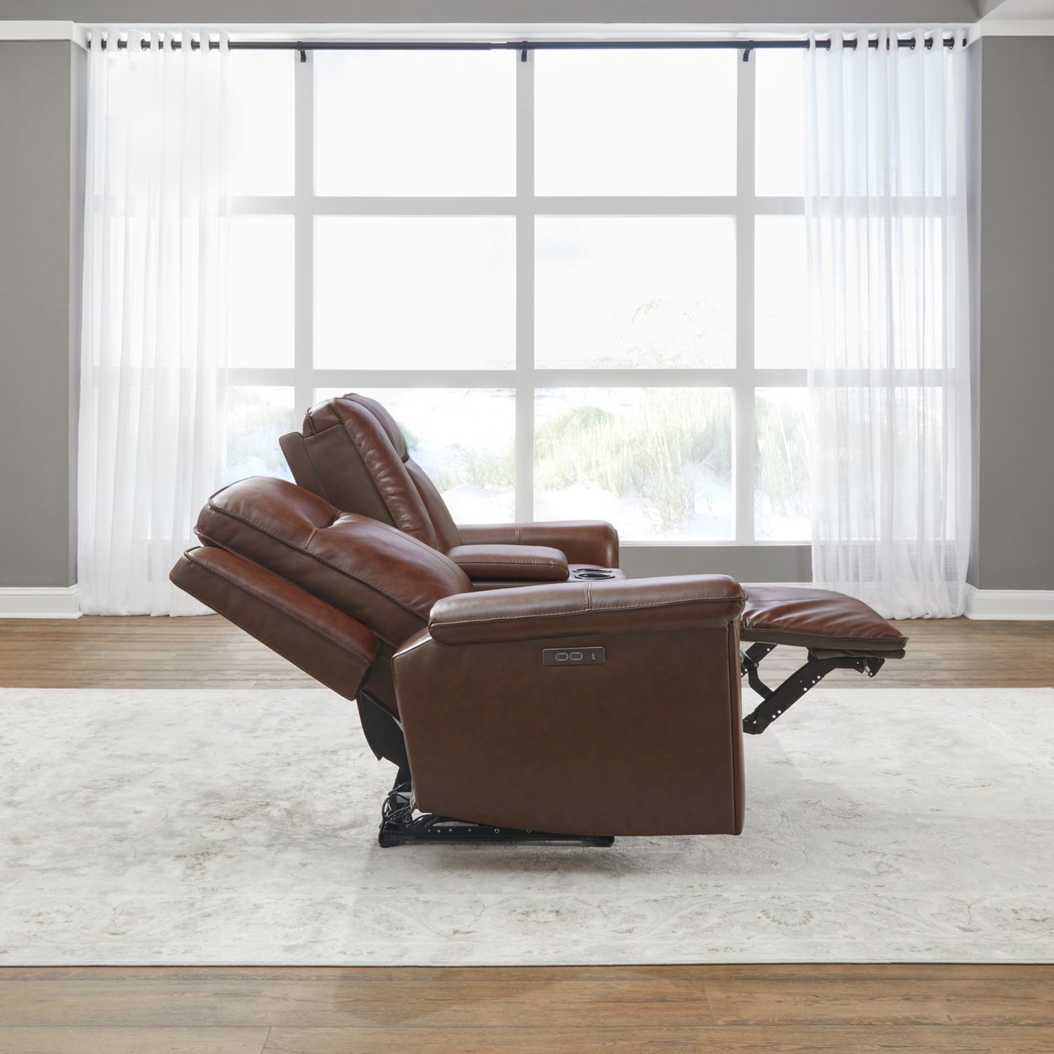 Avery Loveseat w/Console P2 - Cognac