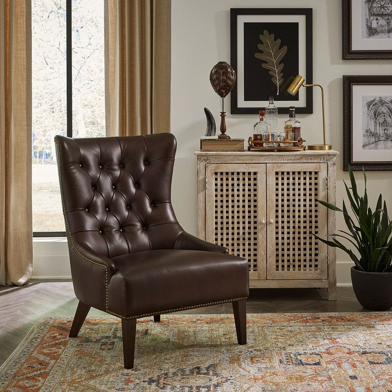 Liberty Furniture Garrison Leather Accent Chair in Brown - Luxury Home Furniture (MI)