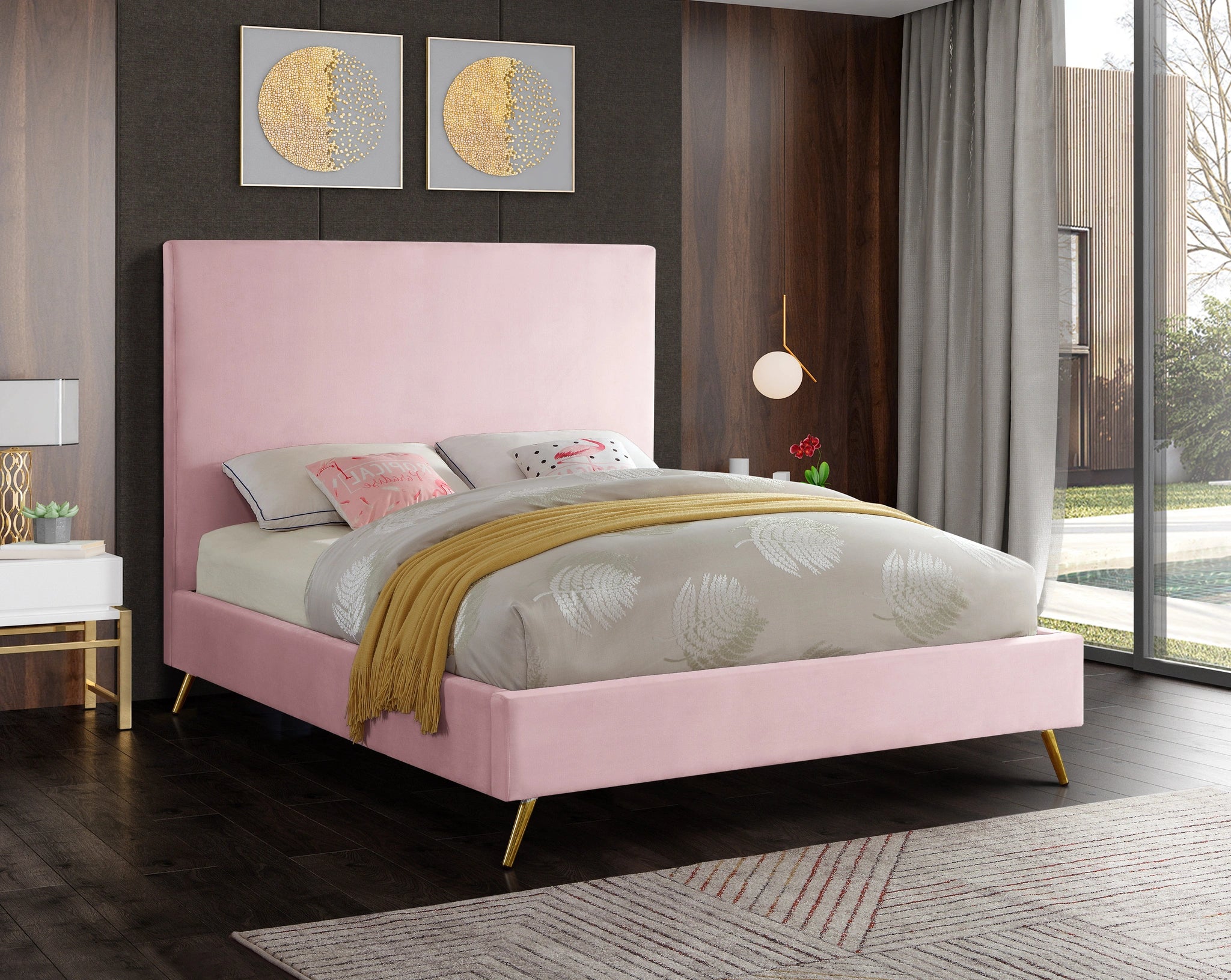 Jasmine Pink Velvet Full Bed
