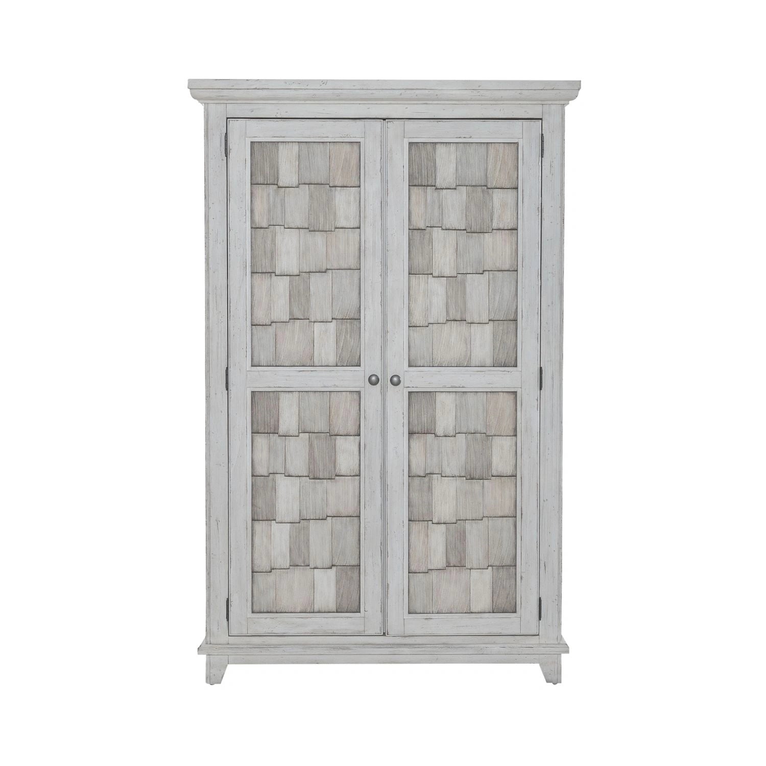 River Place Armoire in Riverstone White and Tobacco image