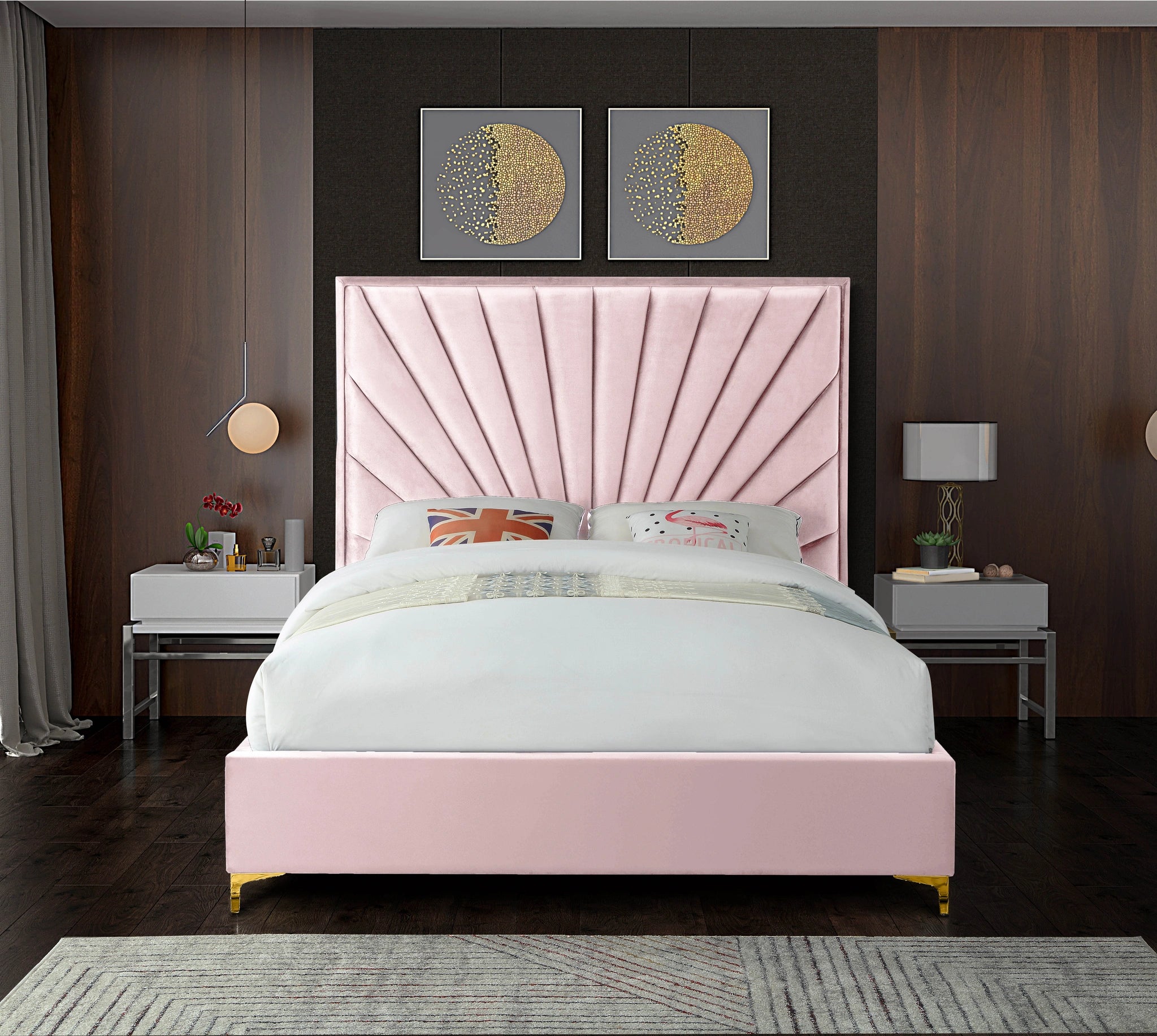 Eclipse Pink Velvet Full Bed