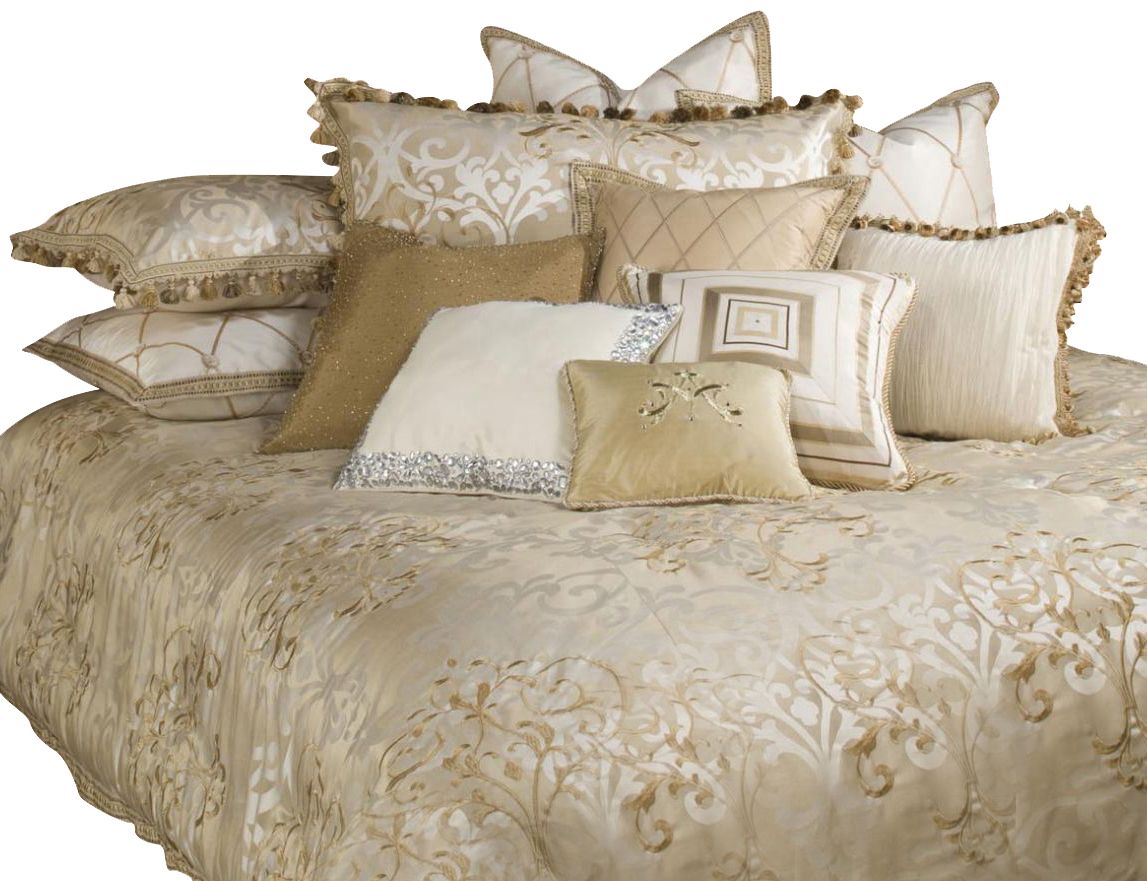 AICO Luxembourg 12-pc Queen Comforter Set in Cr√®me image