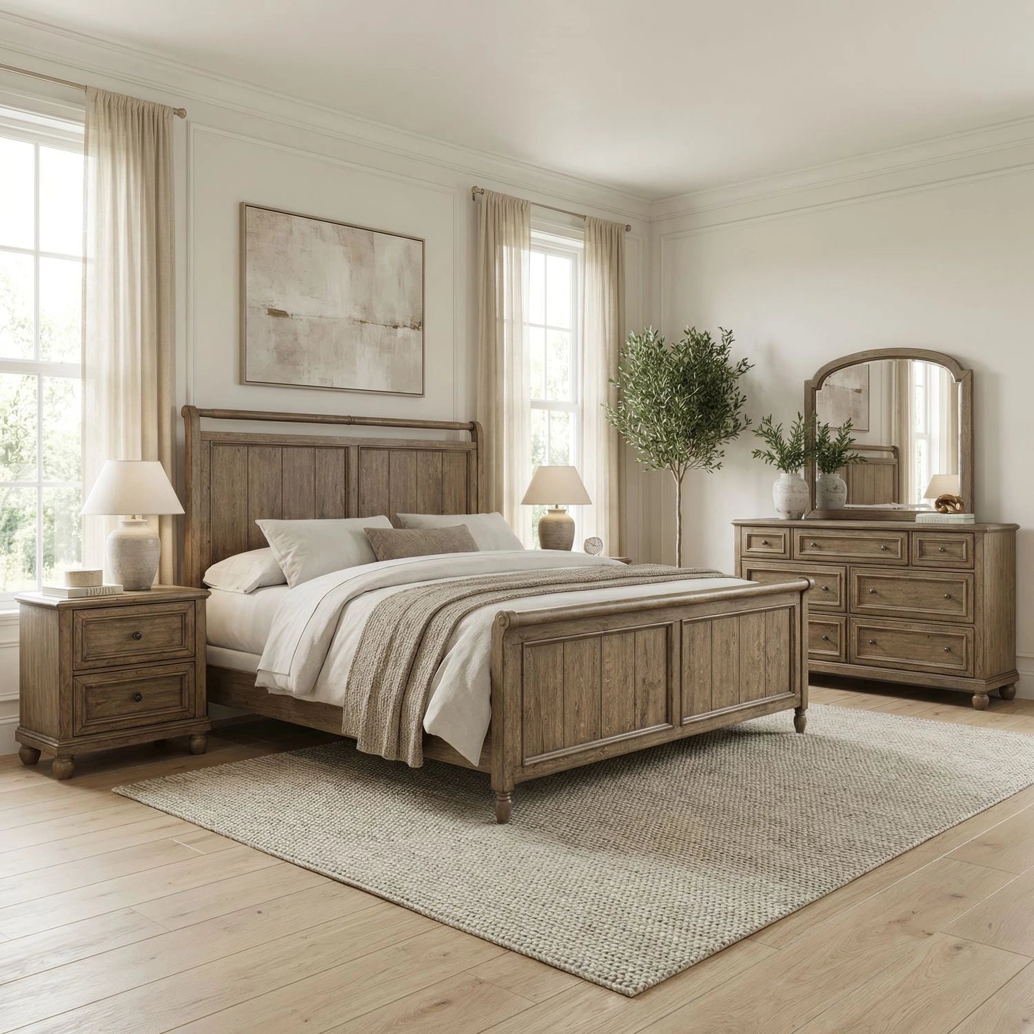 Homestead Haven Sleigh Bed, Dresser & Mirror, Night Stand image