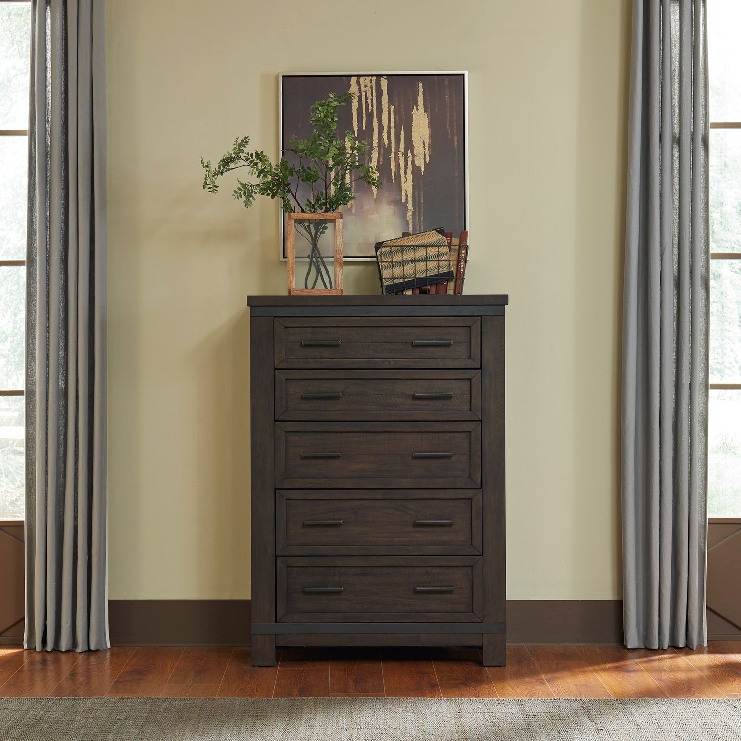 Thornwood Hills King Bookcase Bed, Dresser & Mirror, Chest, Night Stand