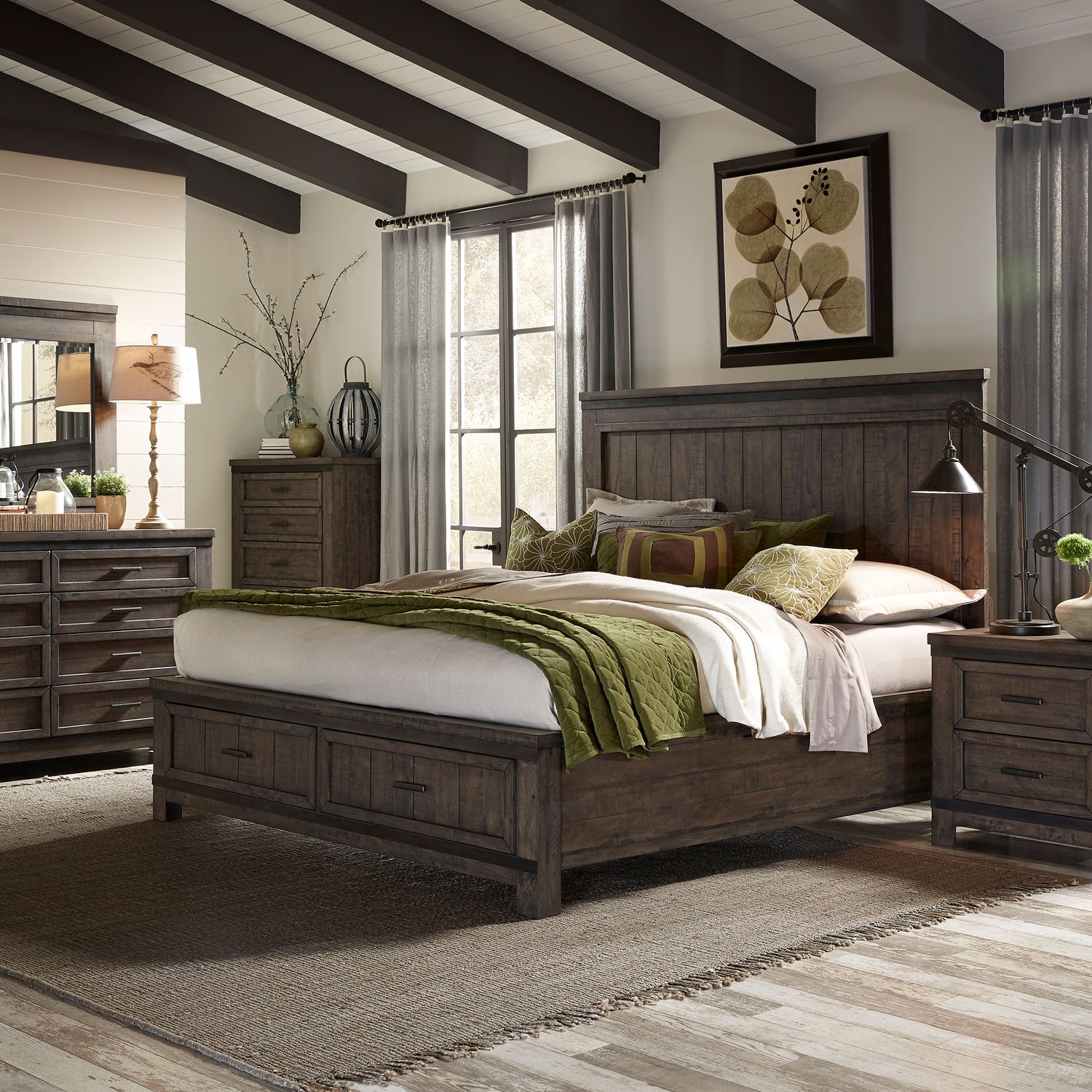 Thornwood Hills Queen Storage Bed, Dresser & Mirror, Night Stand image