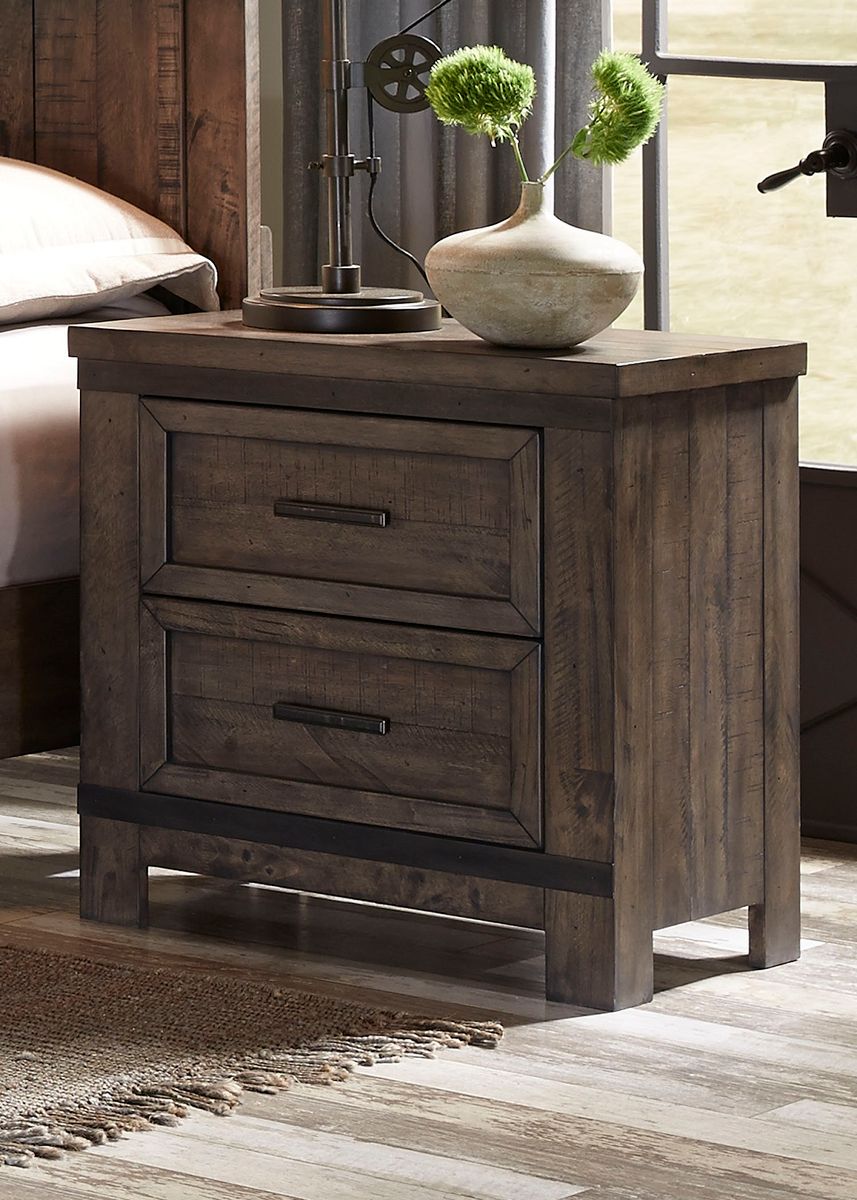 Liberty Thornwood Hills Nightstand in Rock Beaten Gray - Luxury Home Furniture (MI)
