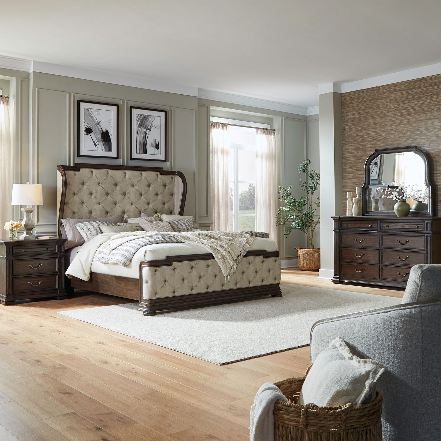 Provence Park Queen Shelter Bed, Dresser & Mirror, Night Stand image