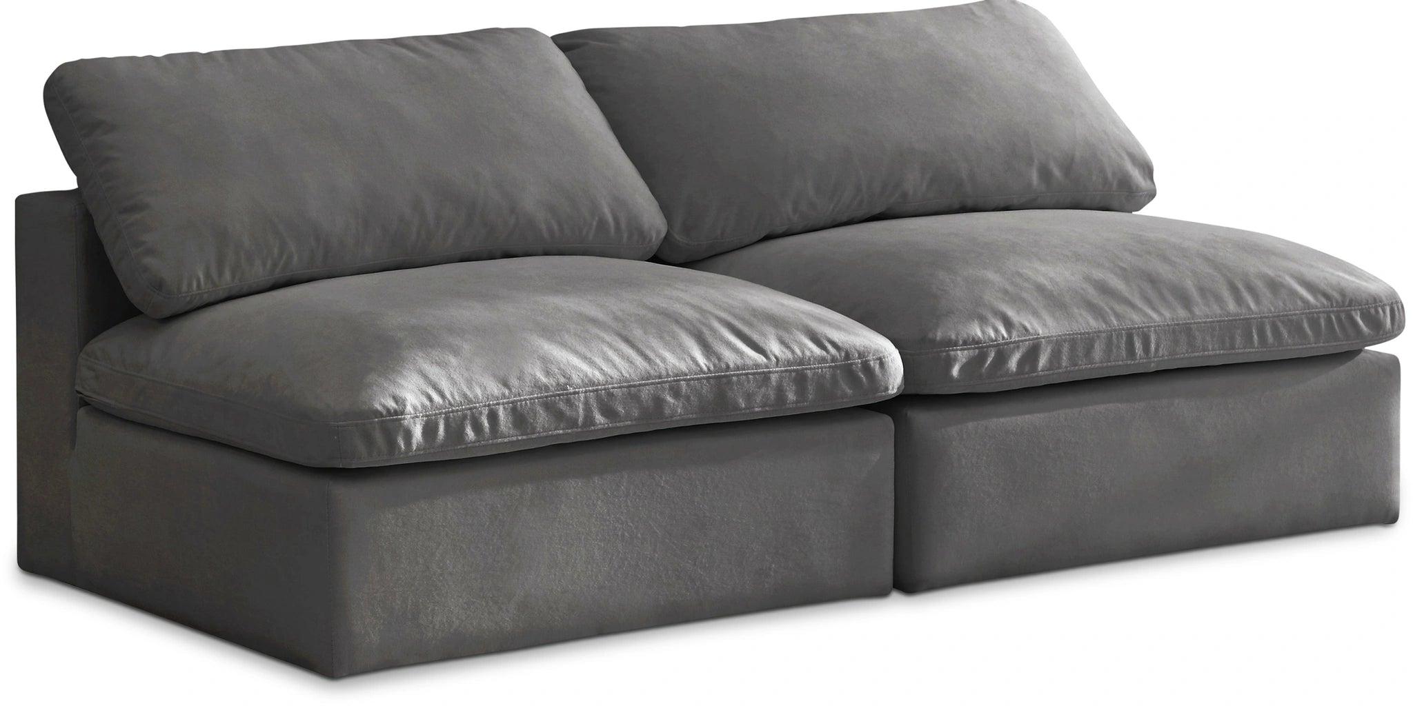 Cozy Grey Velvet Cloud Modular Armless Sofa