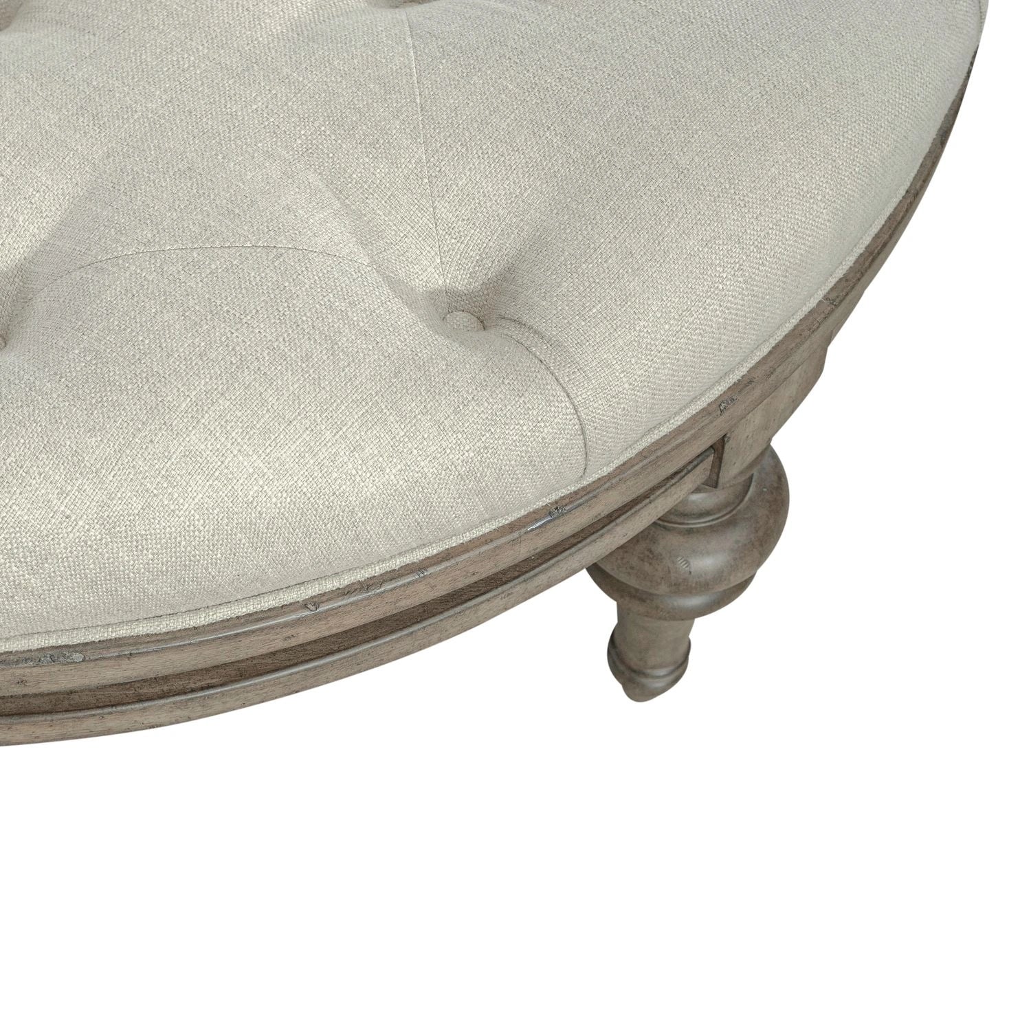 Americana Farmhouse Round Cocktail Ottoman in Dusty Taupe image