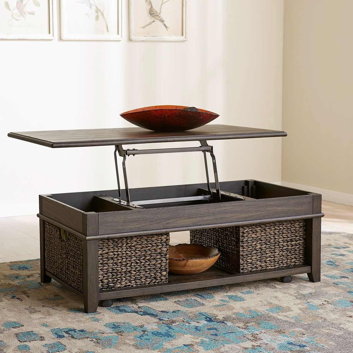 Liberty Furniture Mill Creek Lift Top Cocktail Table in Peppercorn - Luxury Home Furniture (MI)