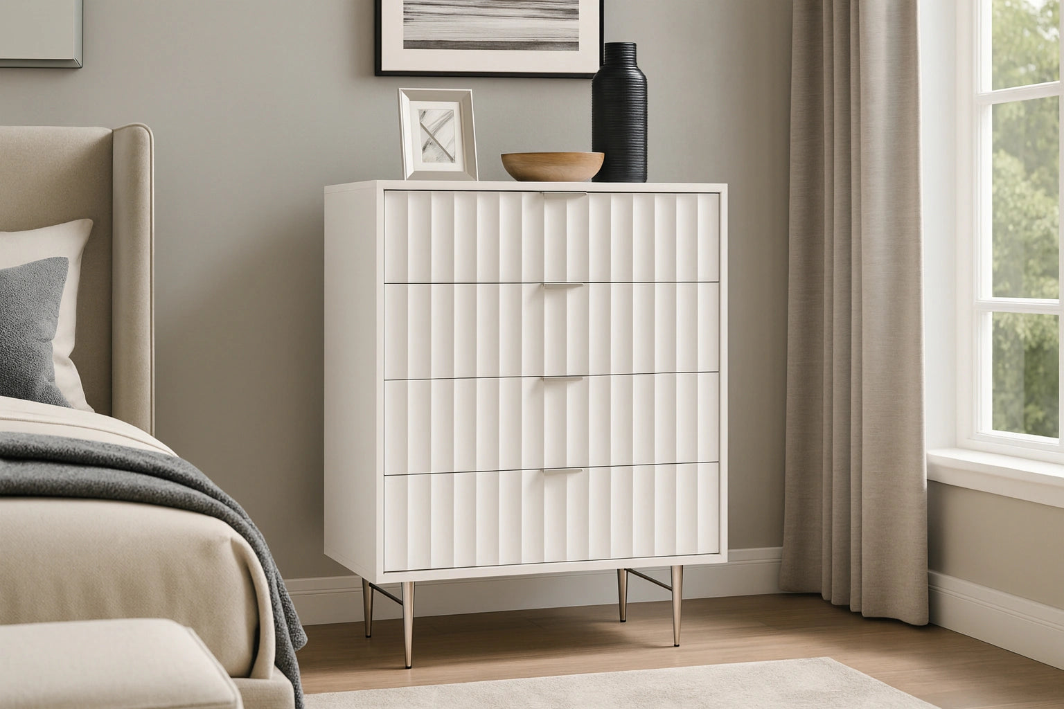 Modernist White Gloss Chest
