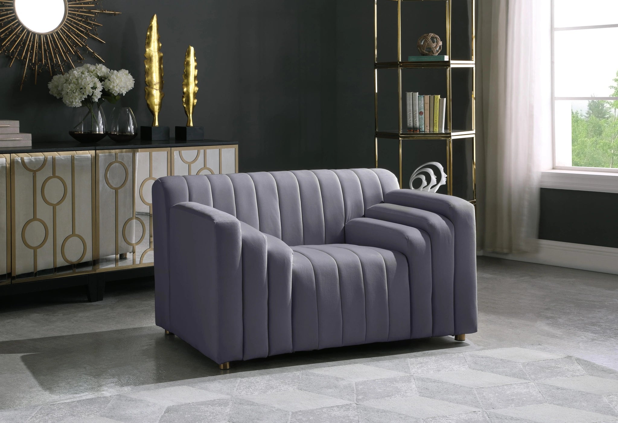 Naya Grey Velvet Chair