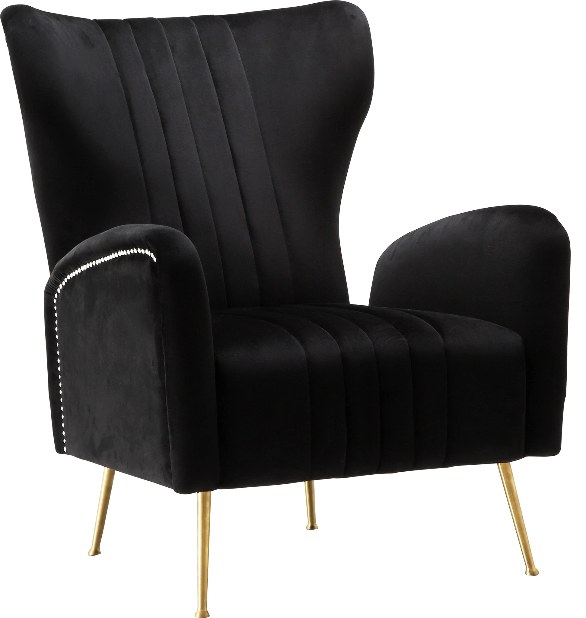 Opera Black Velvet Accent Chair