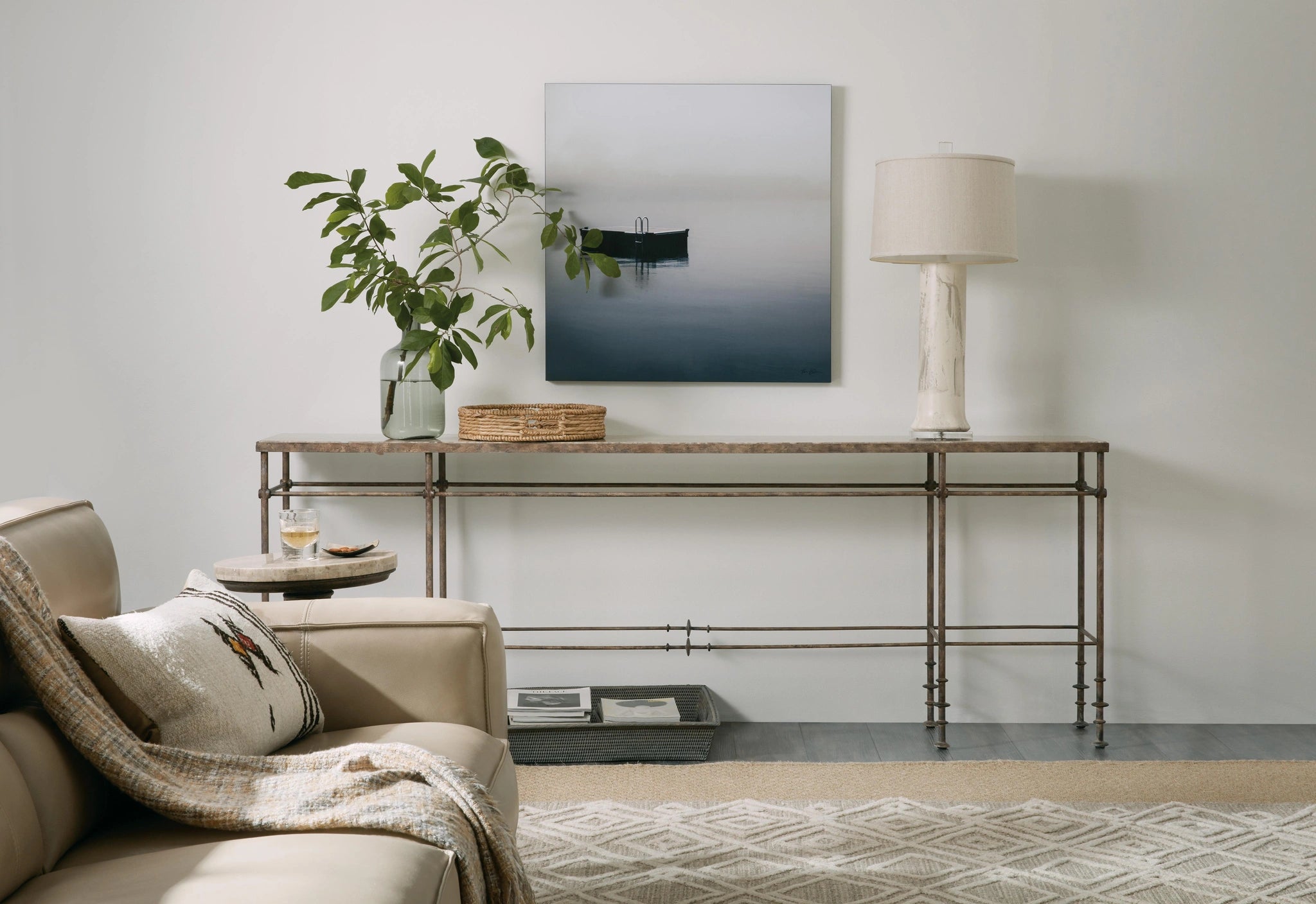 La Grange St James Metal and Stone Console