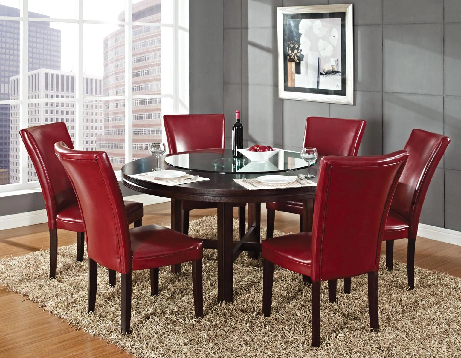 Steve Silver Hartford Side Chair in Red (Set of 2)