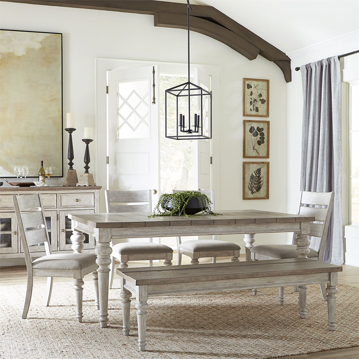 Liberty Furniture Heartland Ladder Back Side Chair (Set of 2) in Antique White - Luxury Home Furniture (MI)