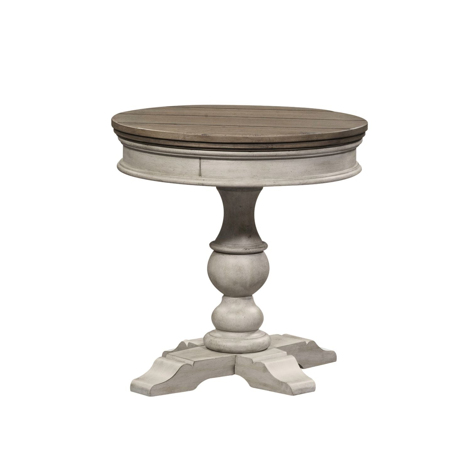 Heartland Round Pedestal Chair Side Table in Antique White image