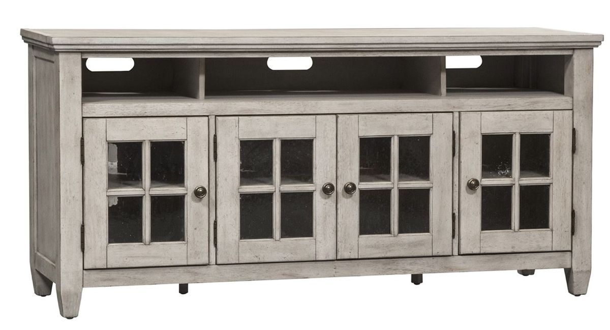 Liberty Heartland 66" TV Stand in Antique White - Luxury Home Furniture (MI)