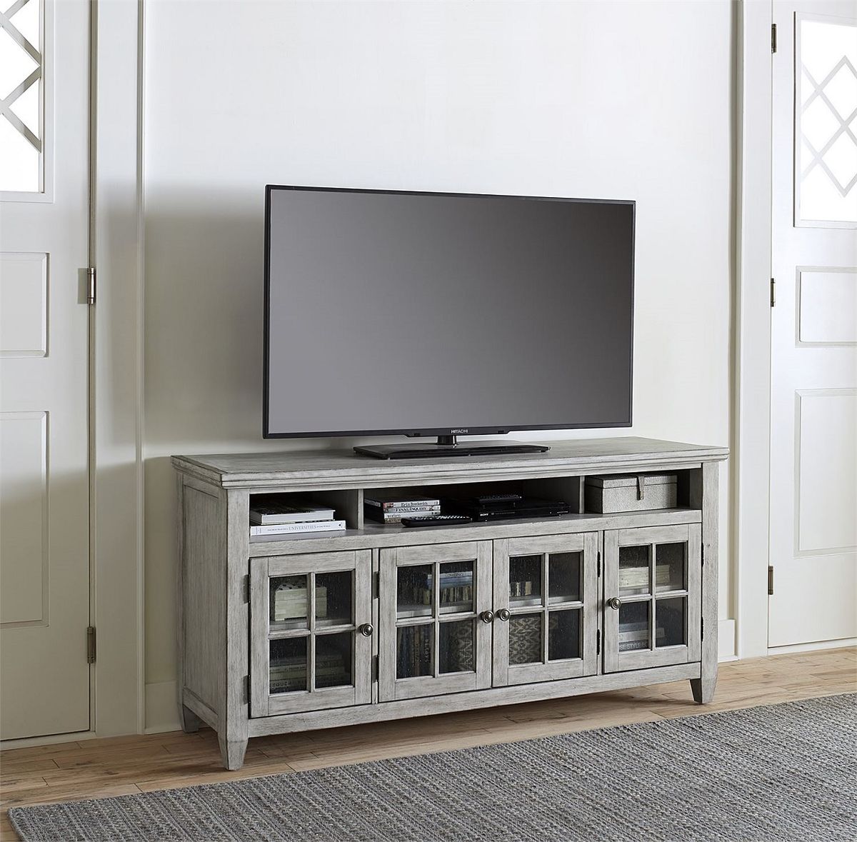 Liberty Heartland 66" TV Stand in Antique White - Luxury Home Furniture (MI)
