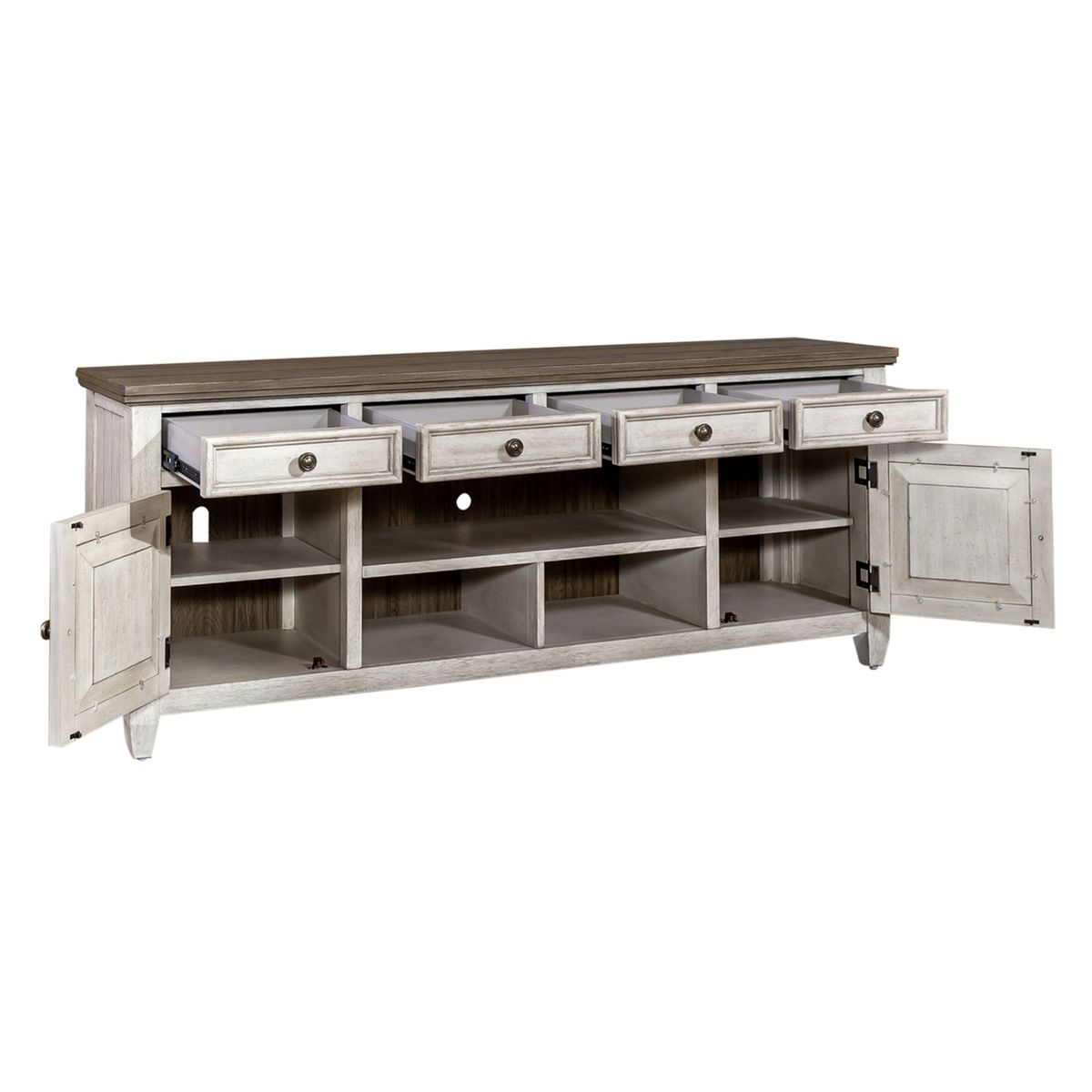 Liberty Heartland 76" Tile TV Console in Antique White - Luxury Home Furniture (MI)