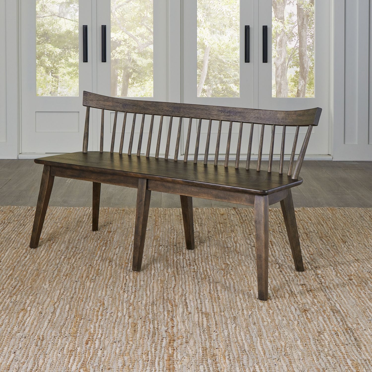 Midland Falls Spindle Back Bench in Rustic Brown image