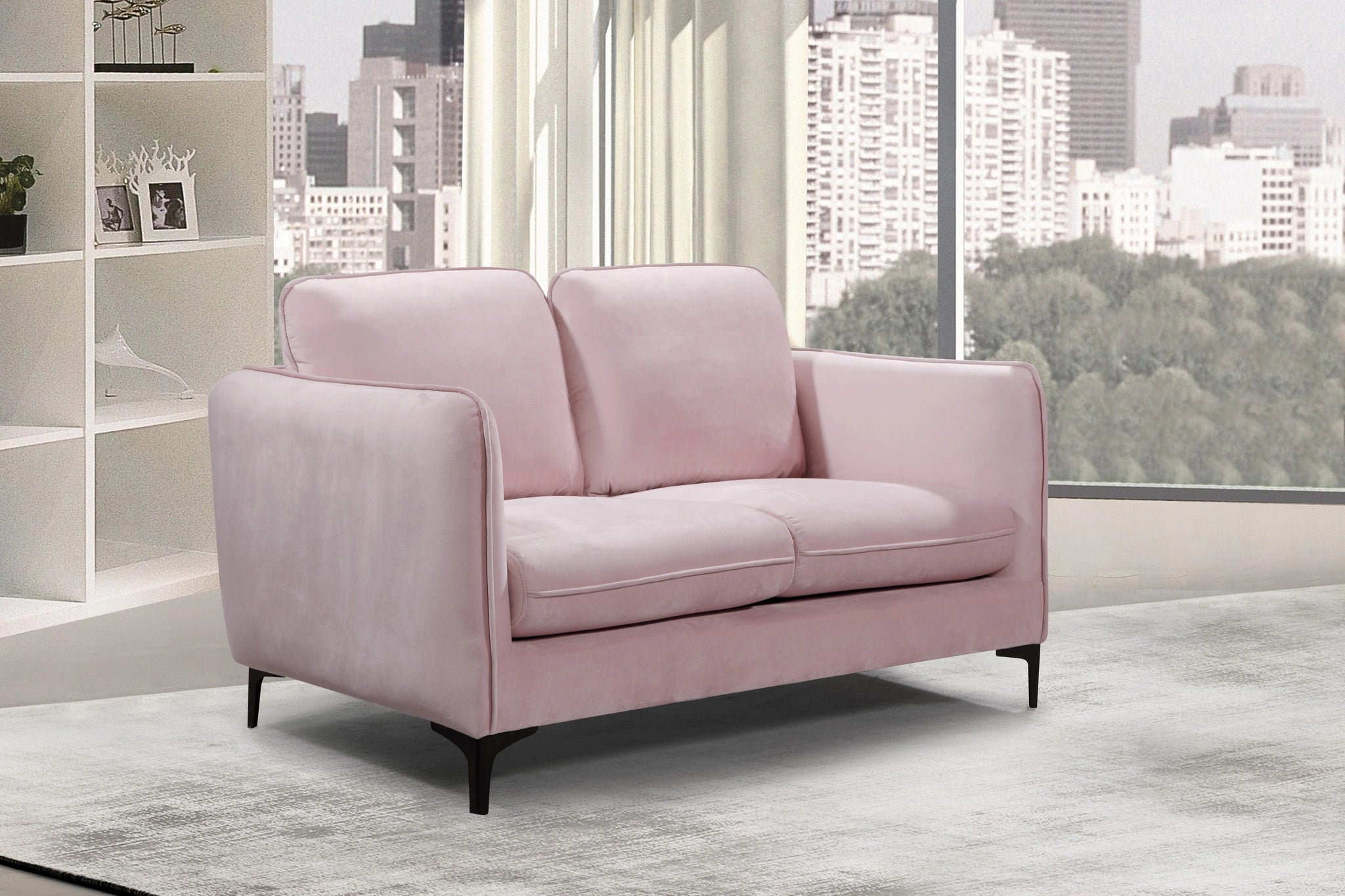 Poppy Pink Velvet Loveseat
