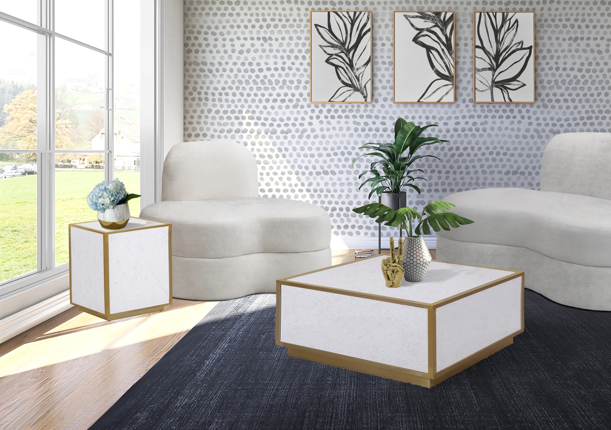 Glitz White Faux Marble Coffee Table