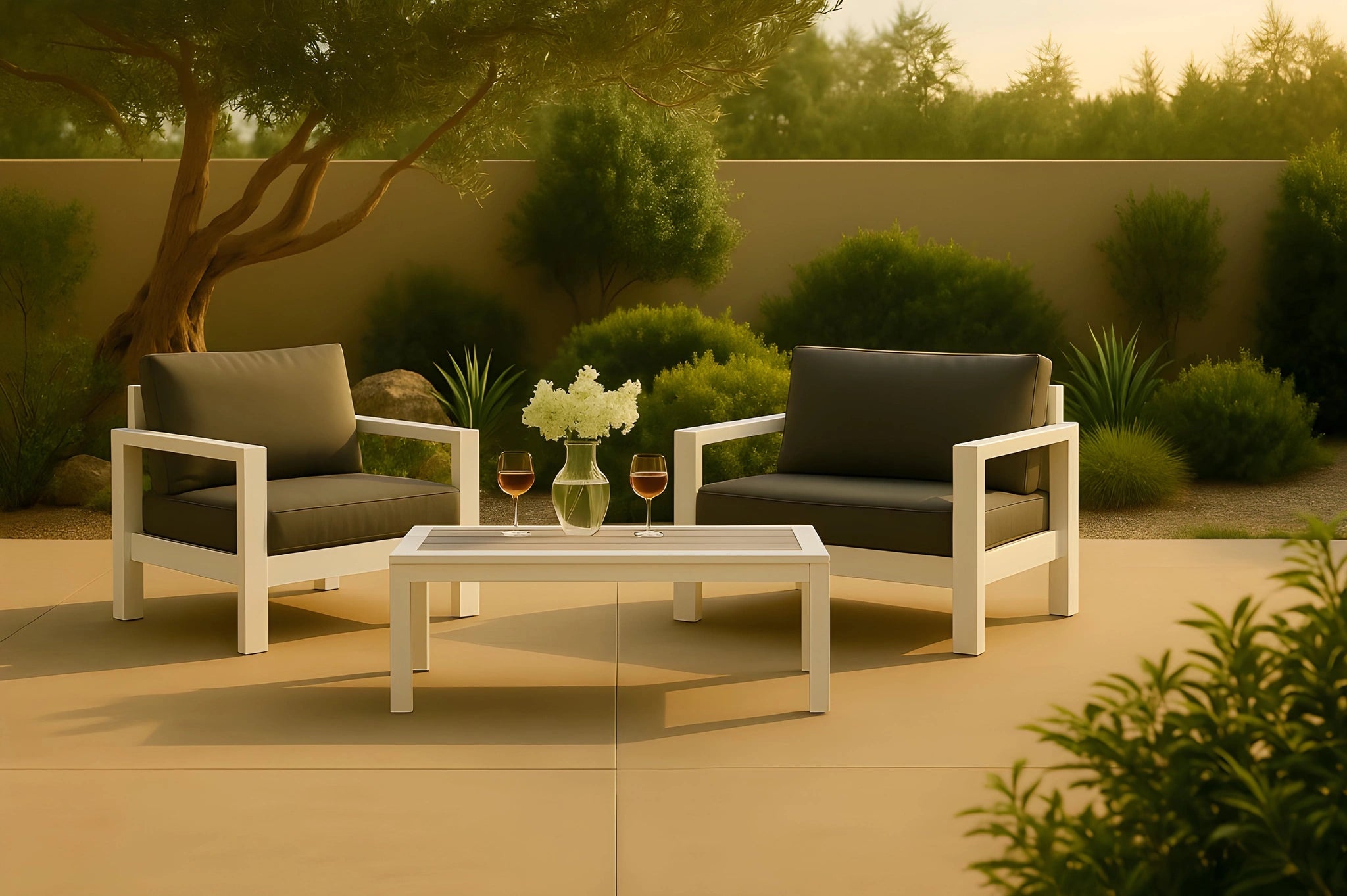 Nizuc Grey manufactured wood Outdoor Patio Aluminum Coffee Table