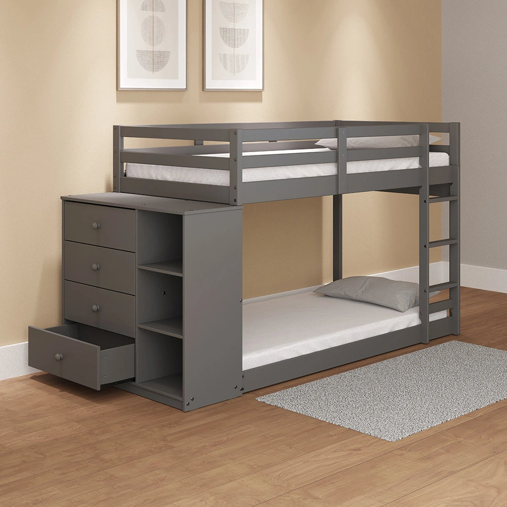 Bunk Bed (T/T) w/4 Drawers & 3 Compartments