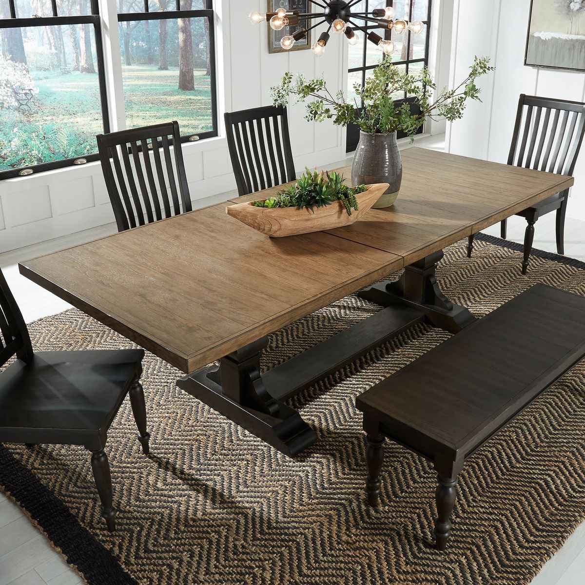 Liberty Furniture Harvest Home Trestle Dining Table in Chalkboard - Luxury Home Furniture (MI)