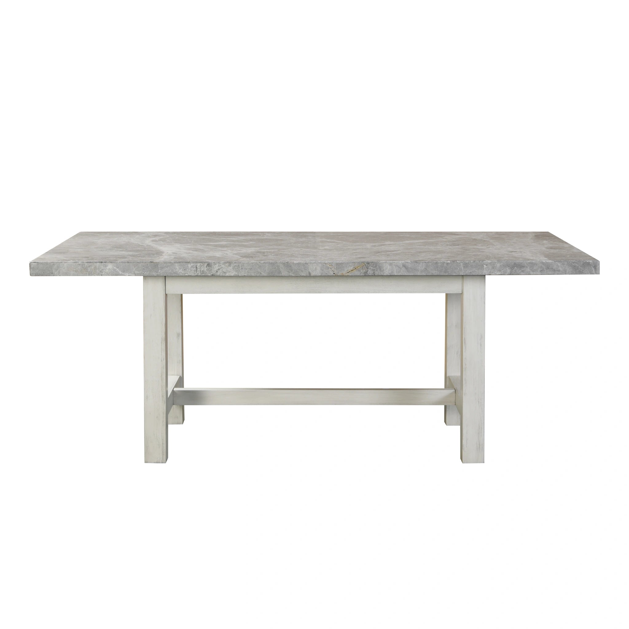 Steve Silver Canova Gray Marble Top Dining Table in Cathedral White