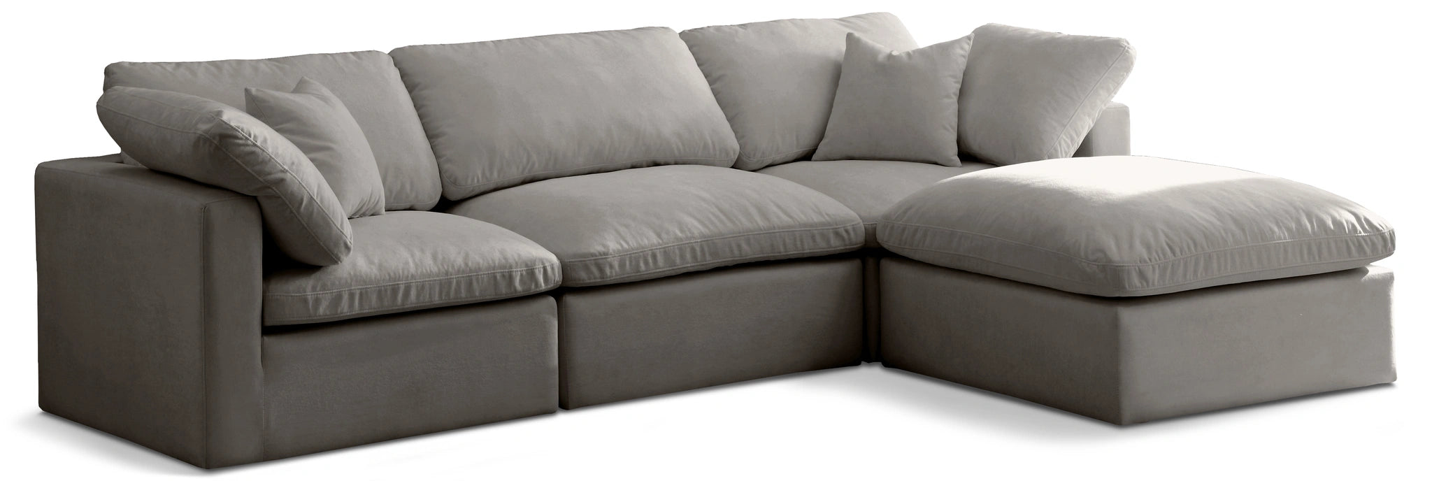 Plush Grey Velvet Standard Cloud Modular Sectional