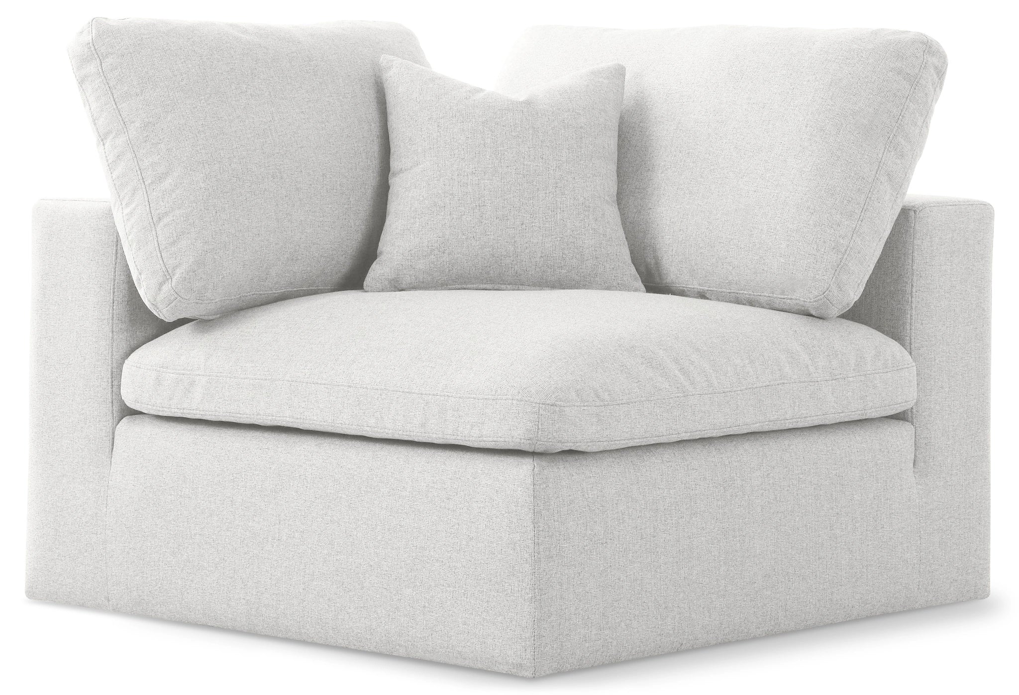 Serene Cream Linen Fabric Deluxe Cloud Corner Chair