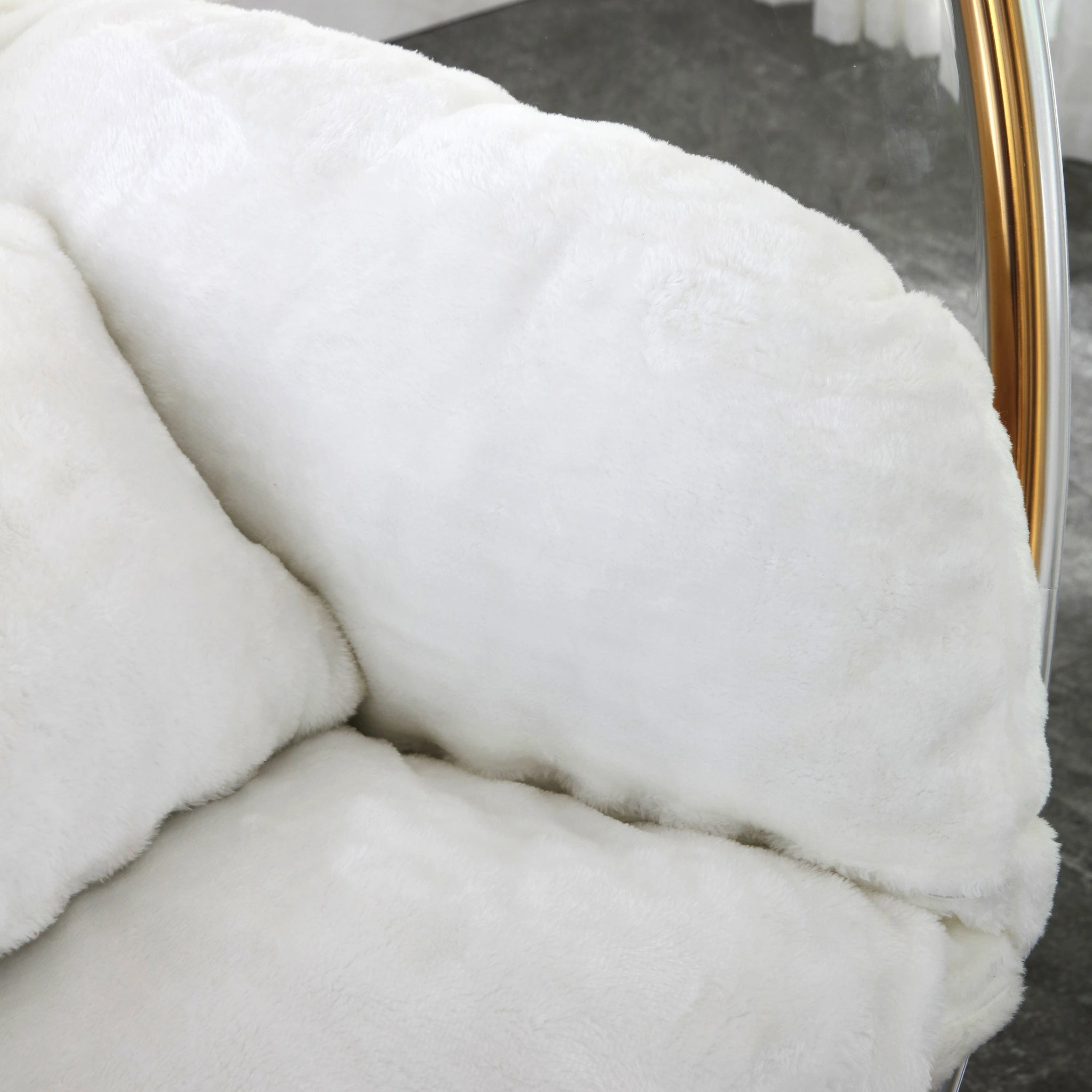 Luna White Faux Fur Acrylic Swing Accent Chair