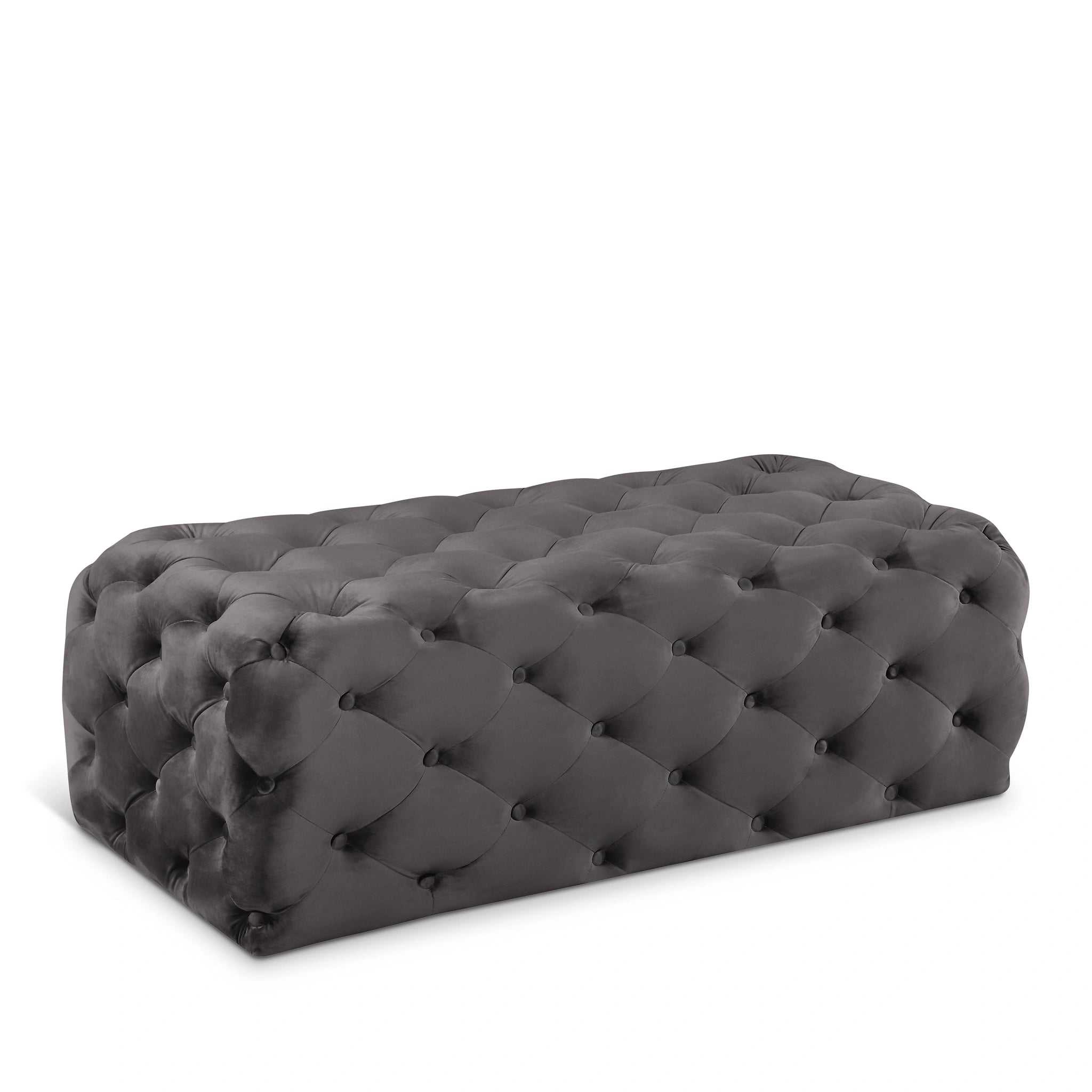 Casey Grey Velvet Ottoman/Bench