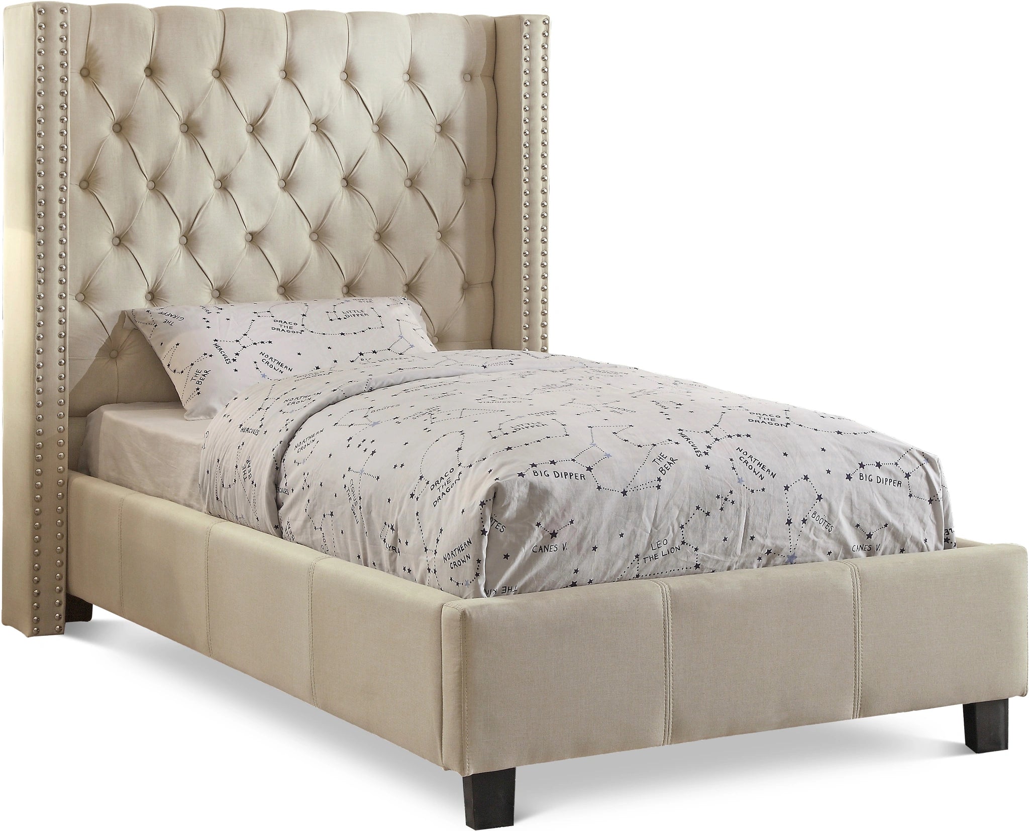 Ashton Beige Linen Twin Bed