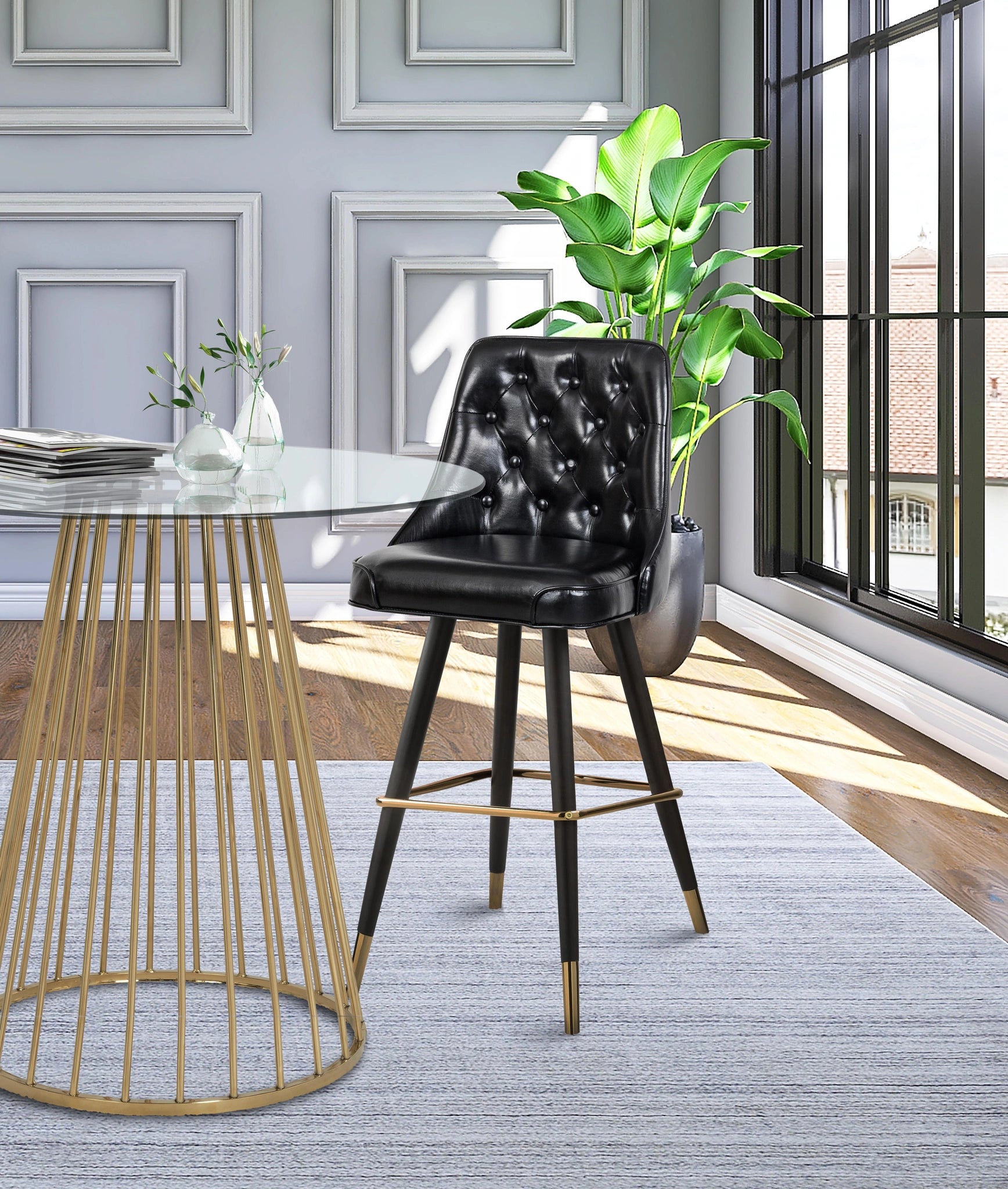 Portnoy Black Faux Leather Counter/Bar Stool
