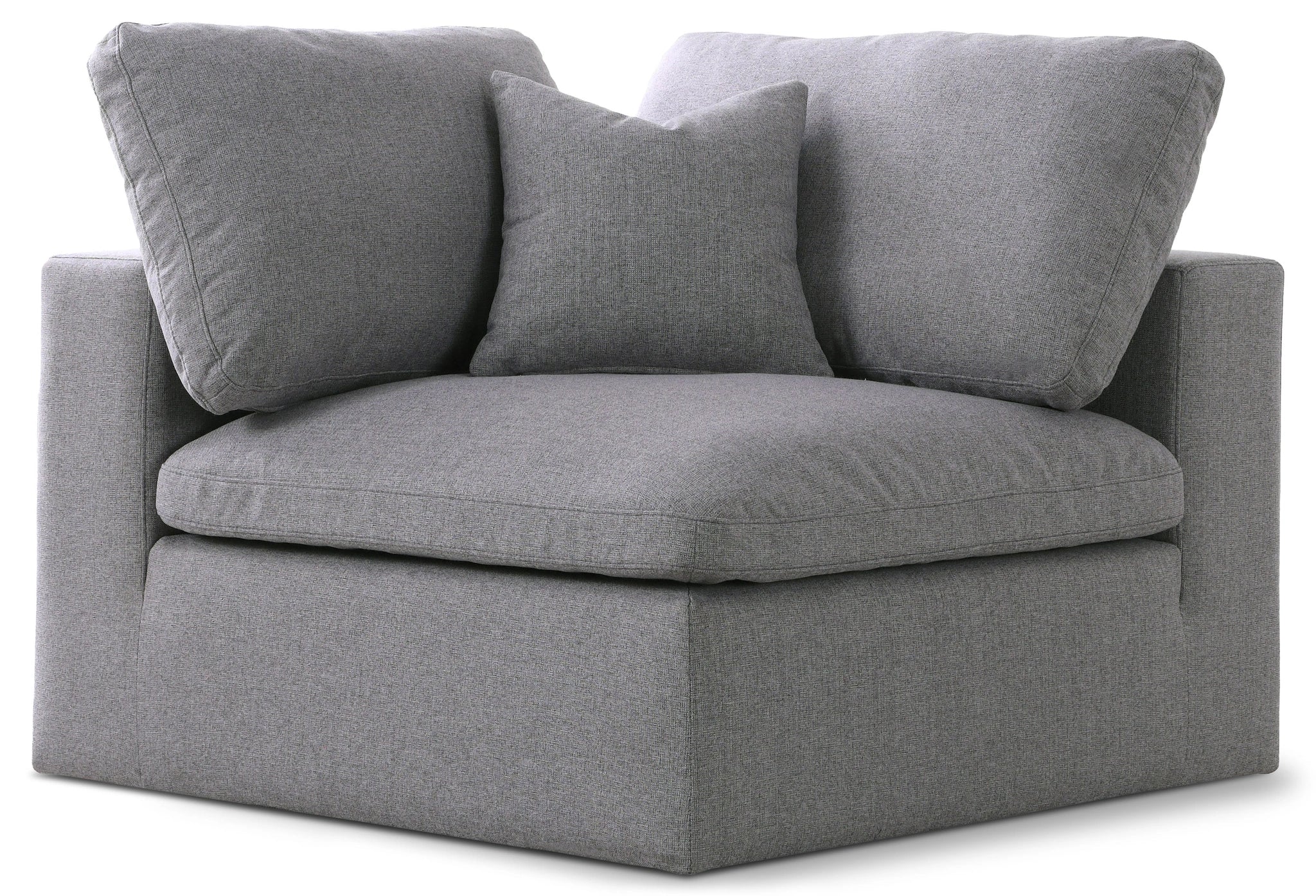 Serene Grey Linen Fabric Deluxe Cloud Corner Chair