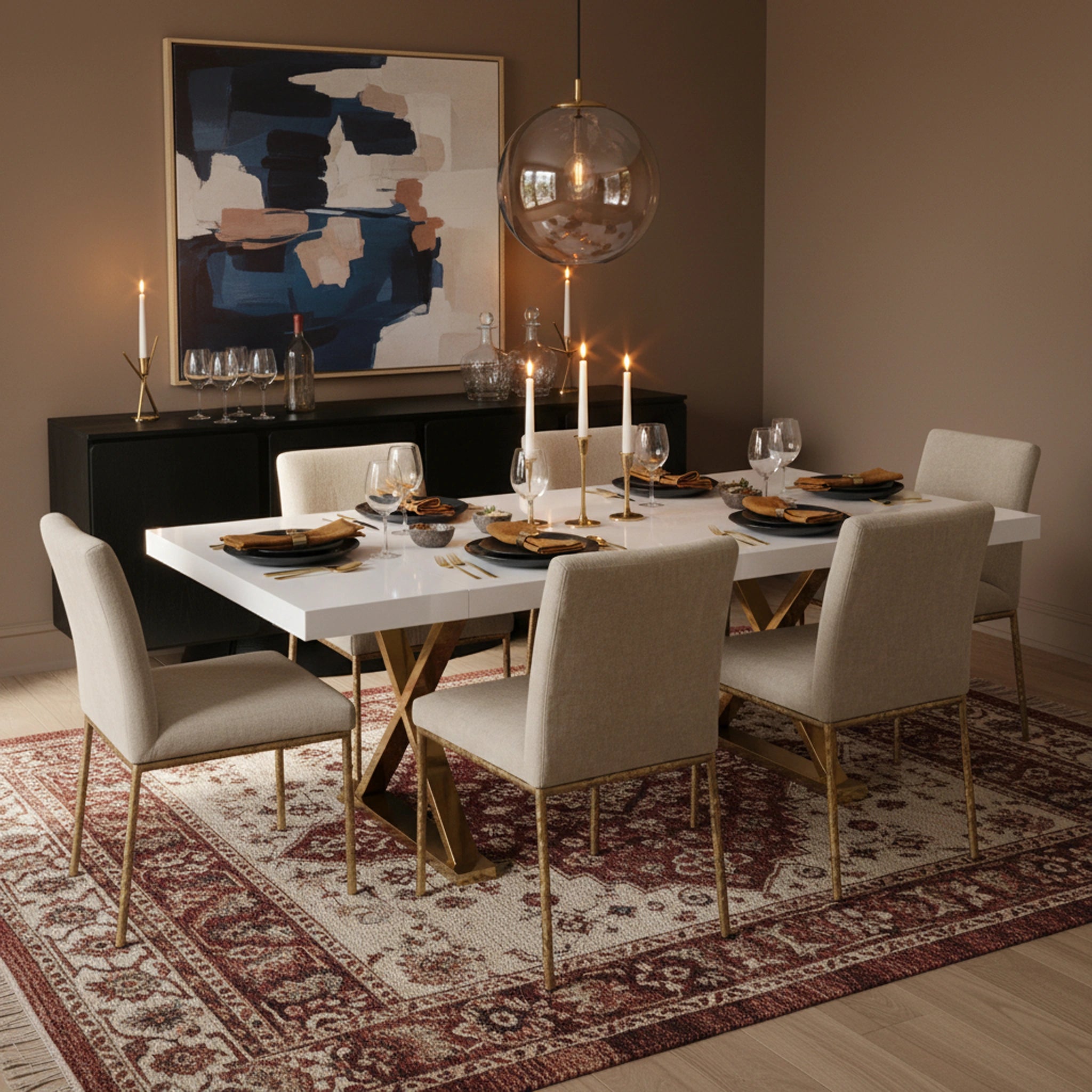 Excel White Lacquer Extendable Dining Table (3 Boxes)