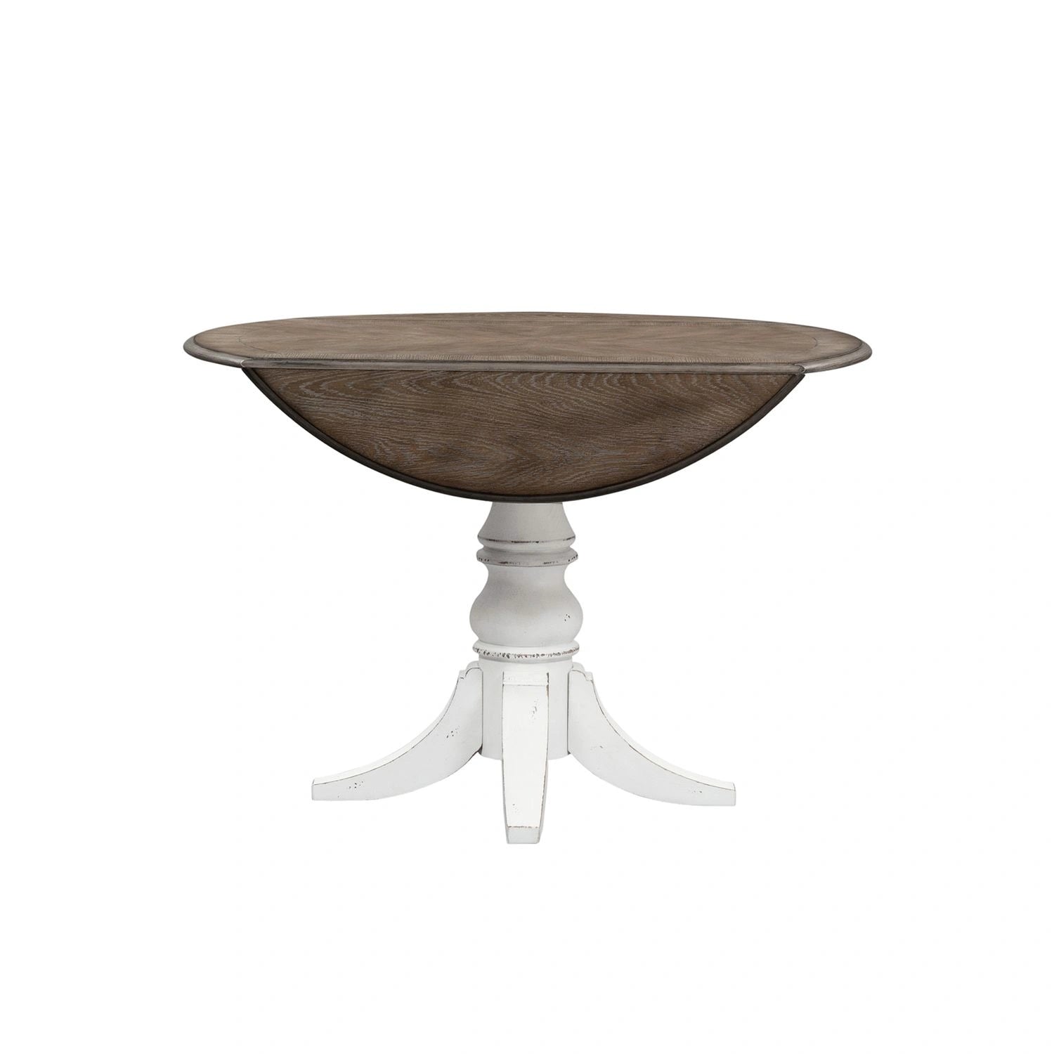 Magnolia Manor Drop Leaf Table in Antique White Base w/ Weathered Bark Tops image