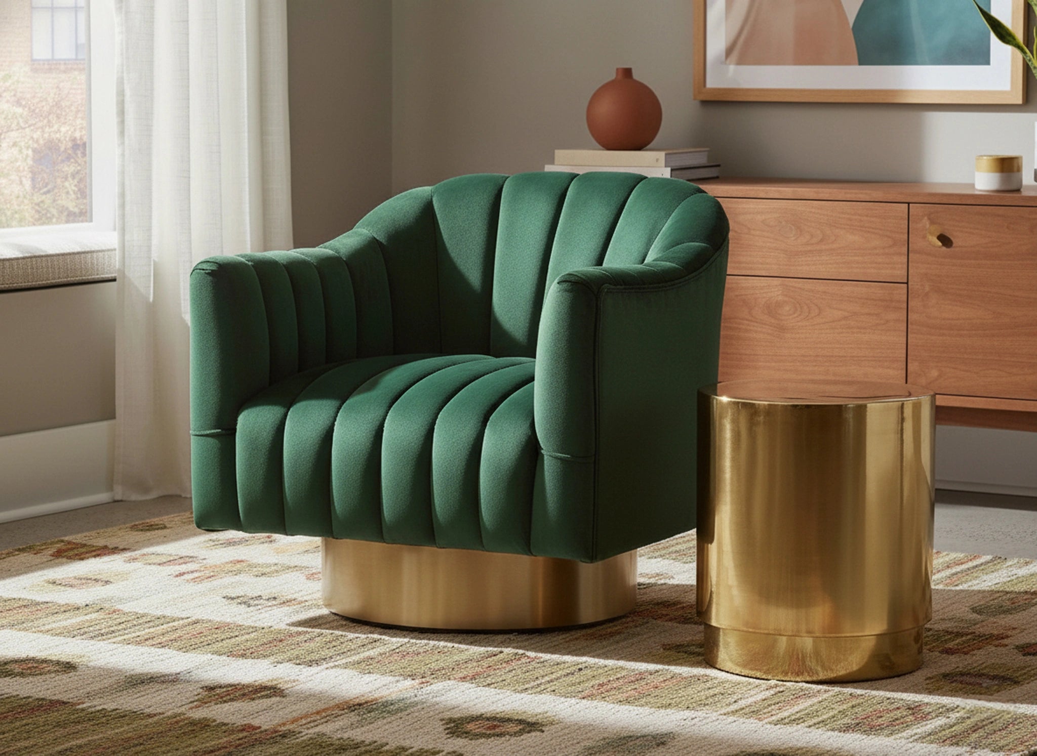 Farrah Green Velvet Accent Chair