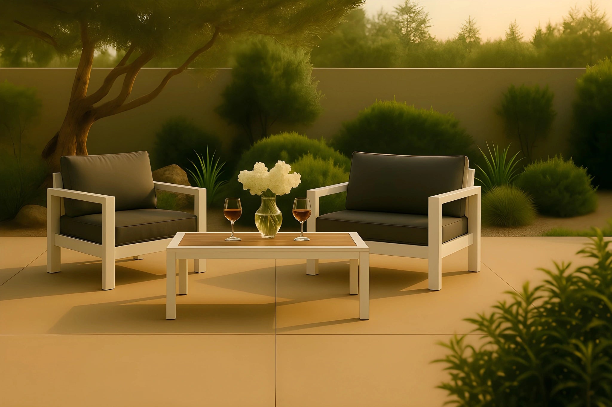 Nizuc Brown manufactured wood Outdoor Patio Aluminum Coffee Table