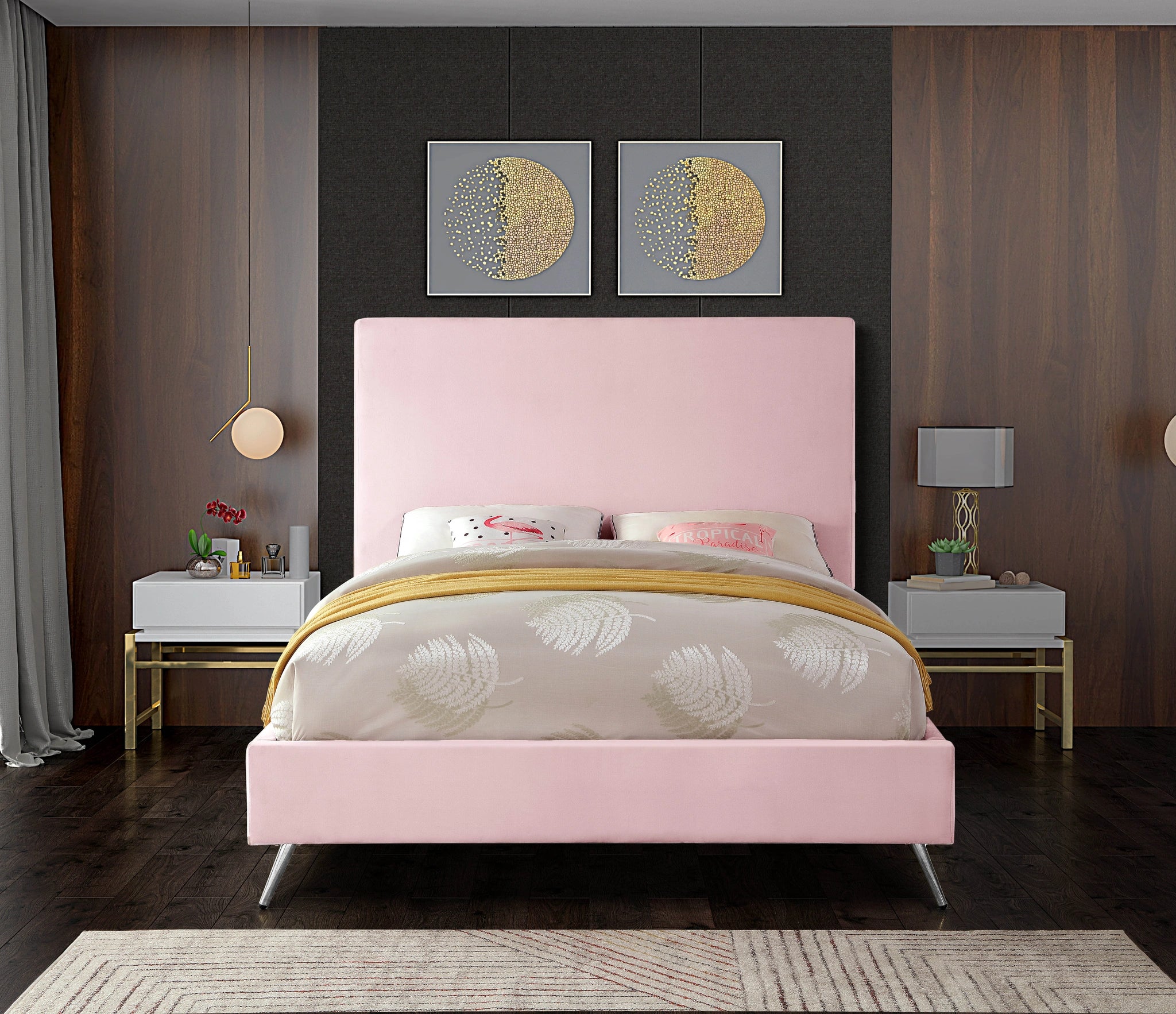 Jasmine Pink Velvet Full Bed
