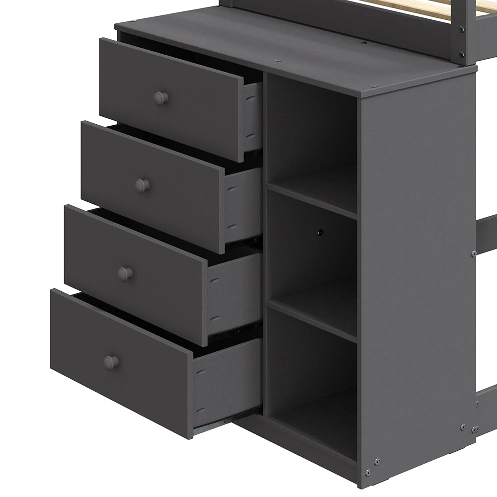 Bunk Bed (T/T) w/4 Drawers & 3 Compartments