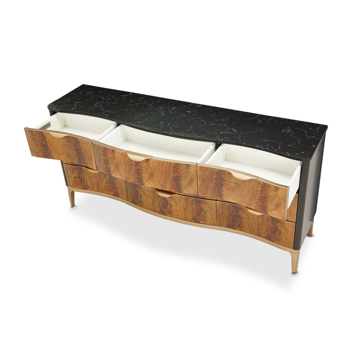 AICO Malibu Crest 9 Drawer Dresser in Crotch Mahogany - Luxury Home Furniture (MI)