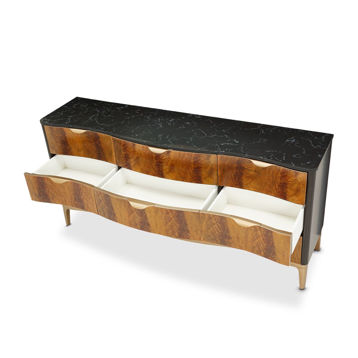 AICO Malibu Crest 9 Drawer Dresser in Crotch Mahogany - Luxury Home Furniture (MI)