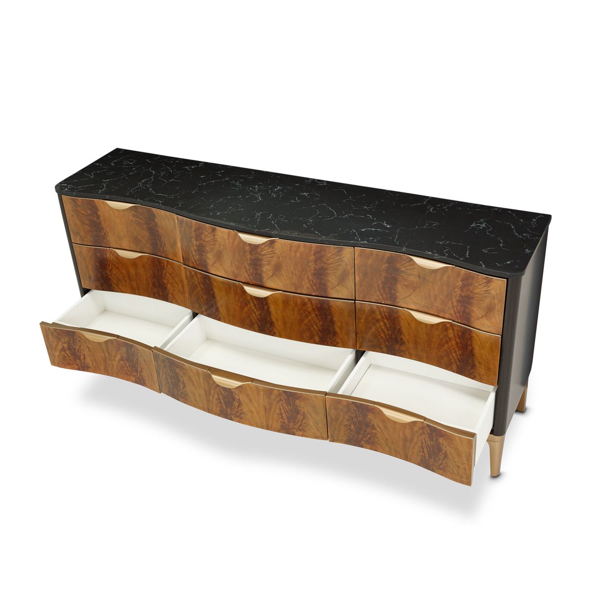 AICO Malibu Crest 9 Drawer Dresser in Crotch Mahogany - Luxury Home Furniture (MI)