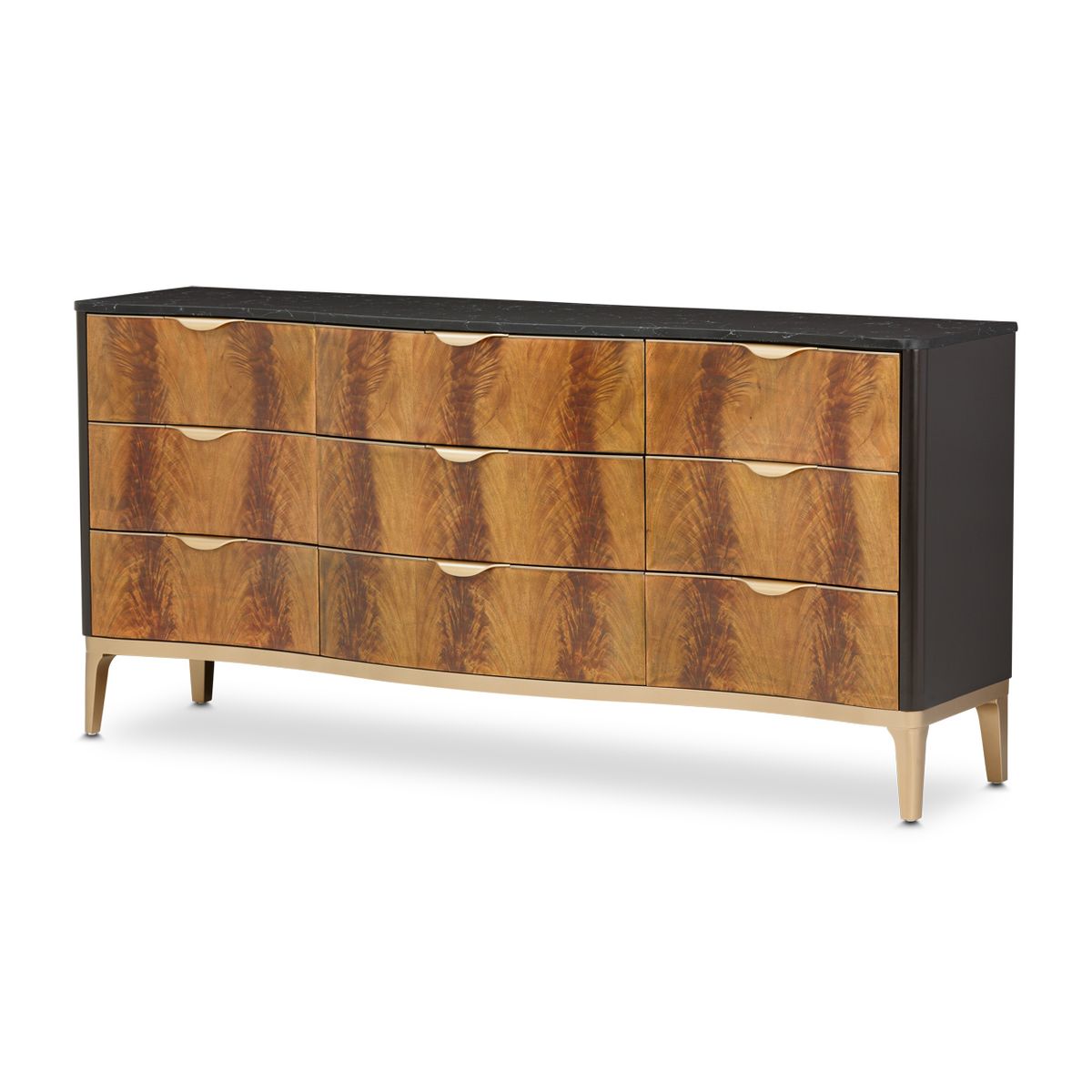 AICO Malibu Crest 9 Drawer Dresser in Crotch Mahogany - Luxury Home Furniture (MI)