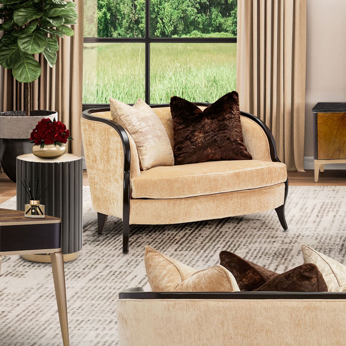 AICO Malibu Crest Round Chairside Table in Dark Espresso - Luxury Home Furniture (MI)
