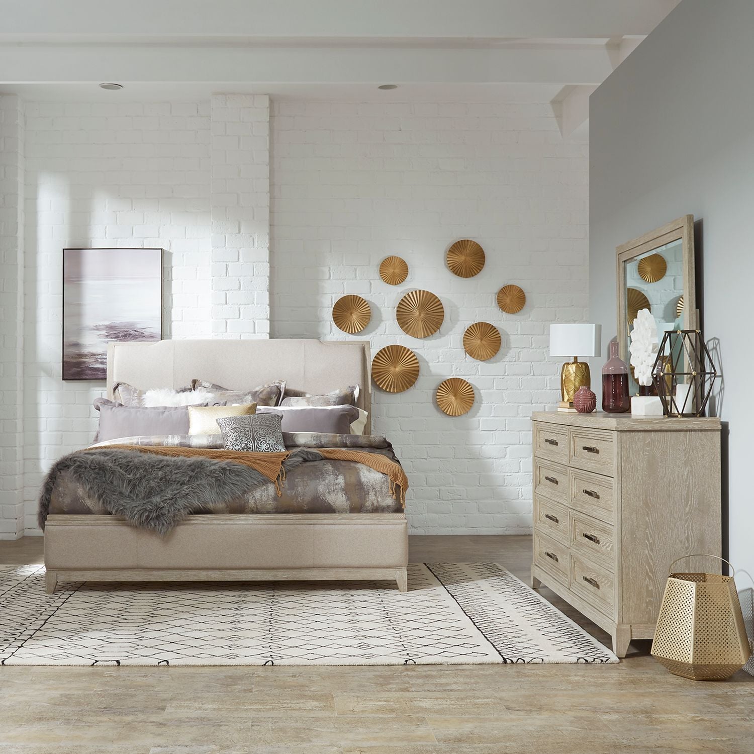 Belmar Queen Uph Bed, Dresser & Mirror image